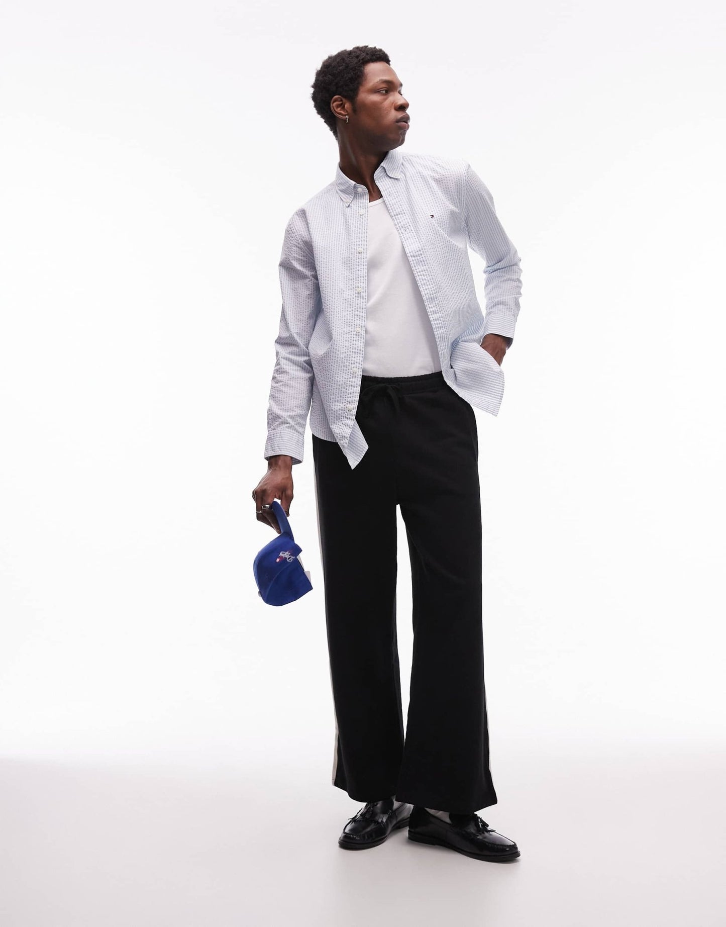 Tommy Hilfiger seersucker shirt in pale blue stripe - ASOS Sample Sale