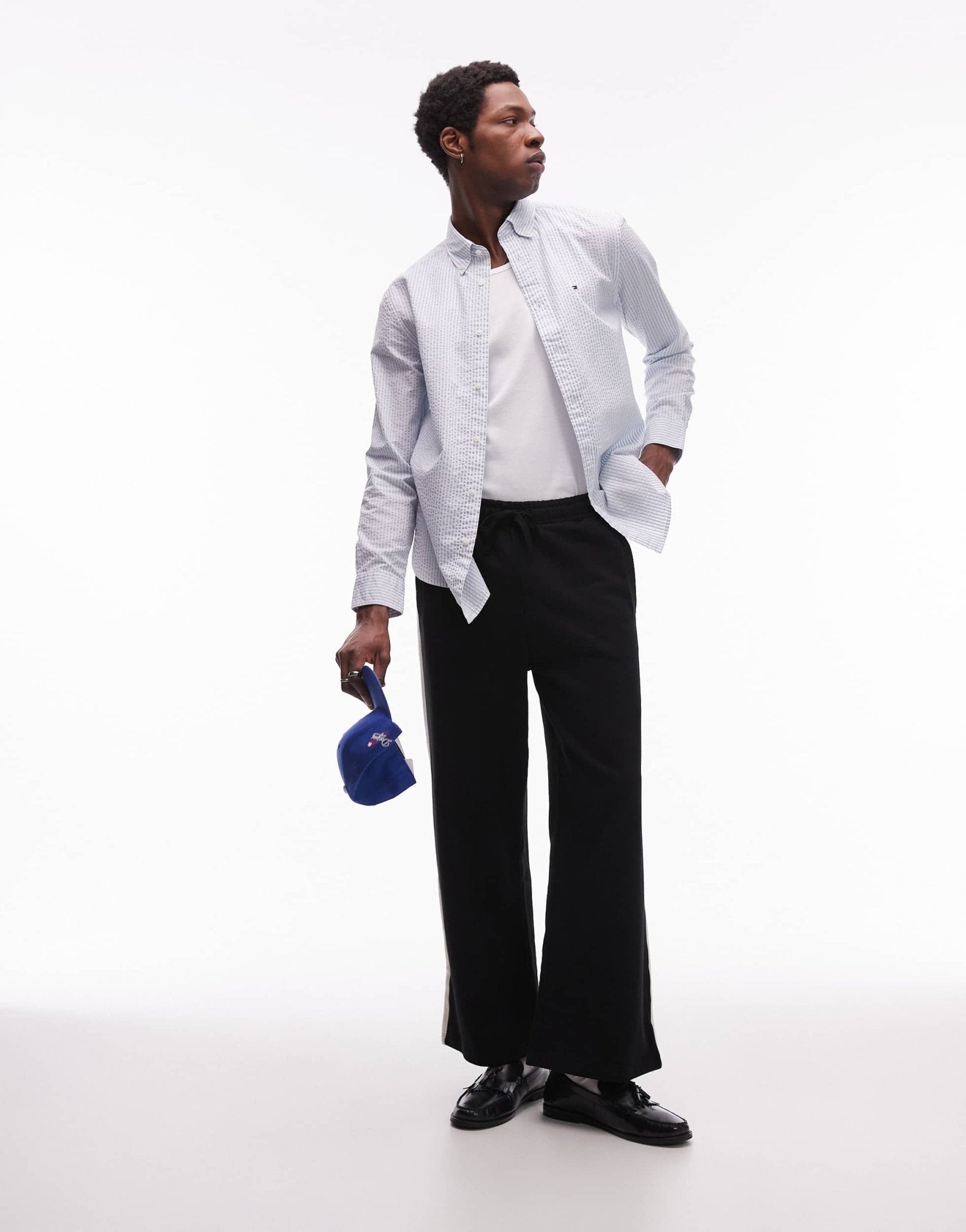 Tommy Hilfiger seersucker shirt in pale blue stripe - ASOS Sample Sale