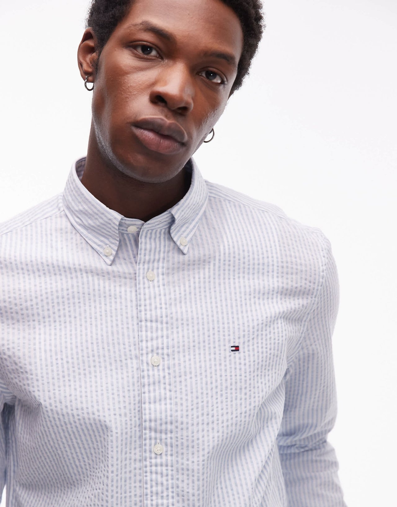 Tommy Hilfiger seersucker shirt in pale blue stripe - ASOS Sample Sale