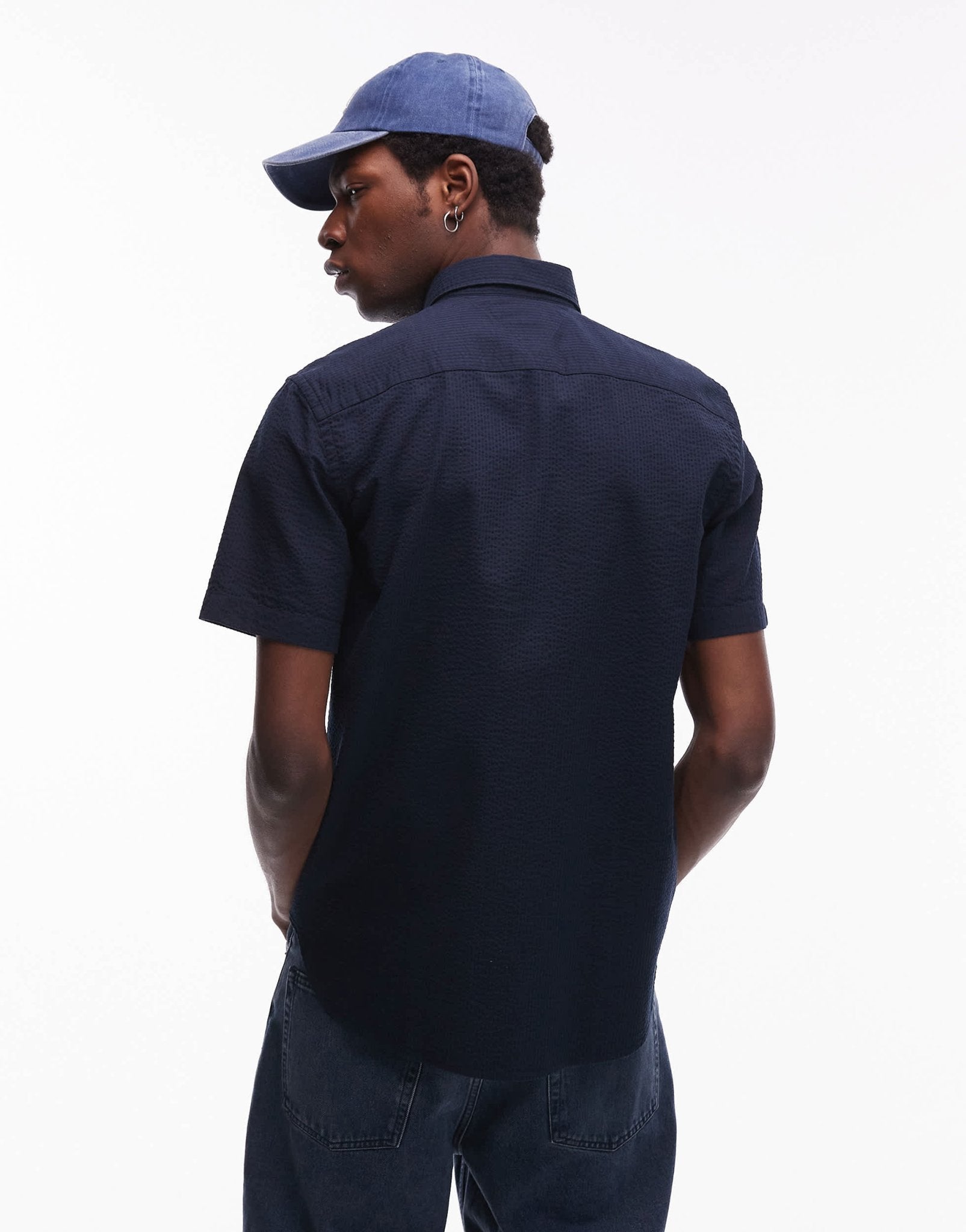Tommy Hilfiger seersucker short sleeve shirt in navy - ASOS Sample Sale