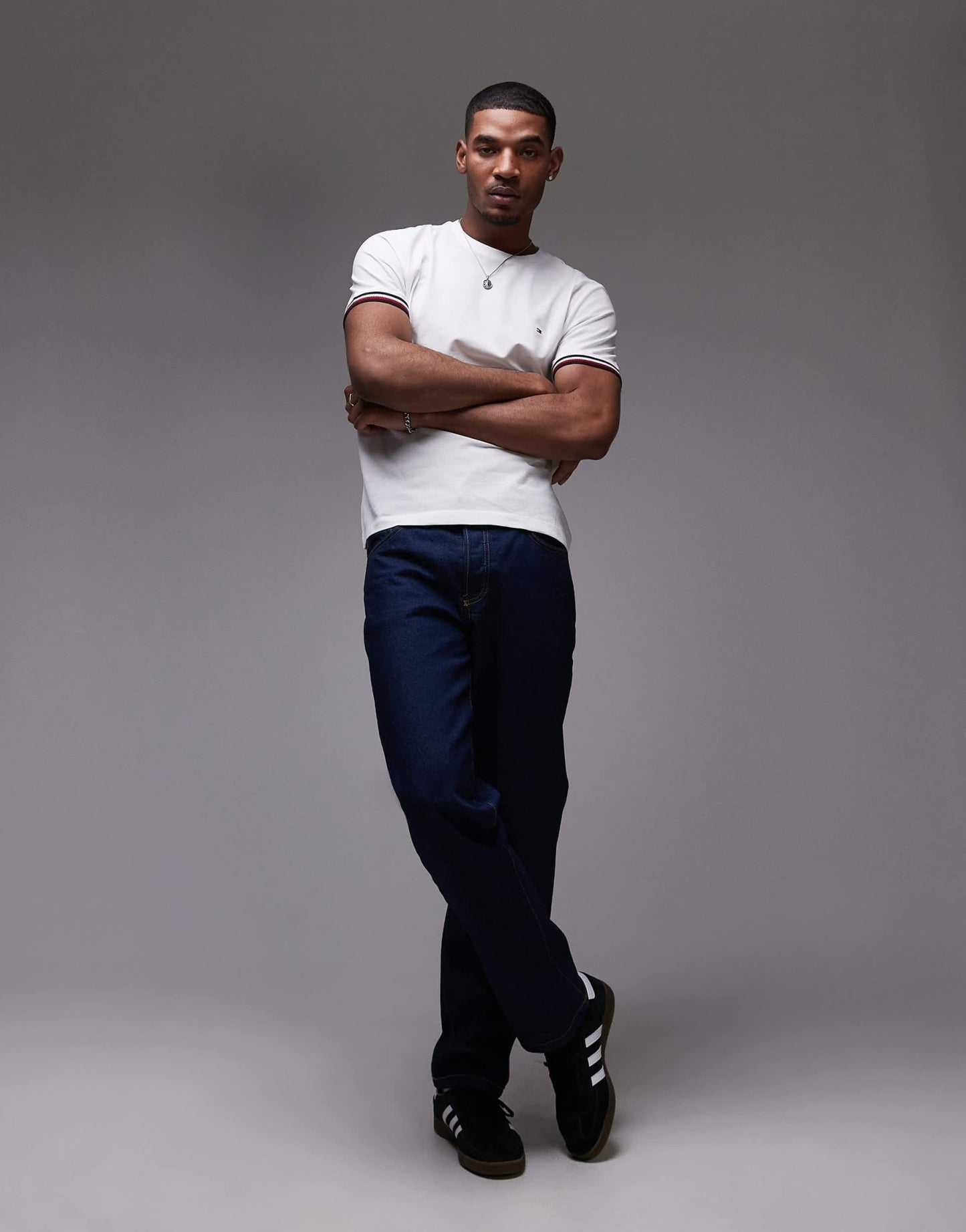 Tommy Hilfiger tipped t-shirt in white - ASOS Sample Sale