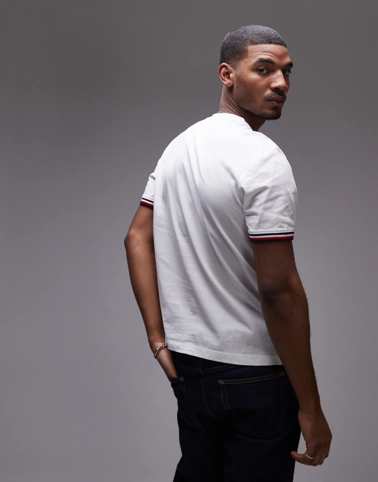Tommy Hilfiger tipped t-shirt in white - ASOS Sample Sale