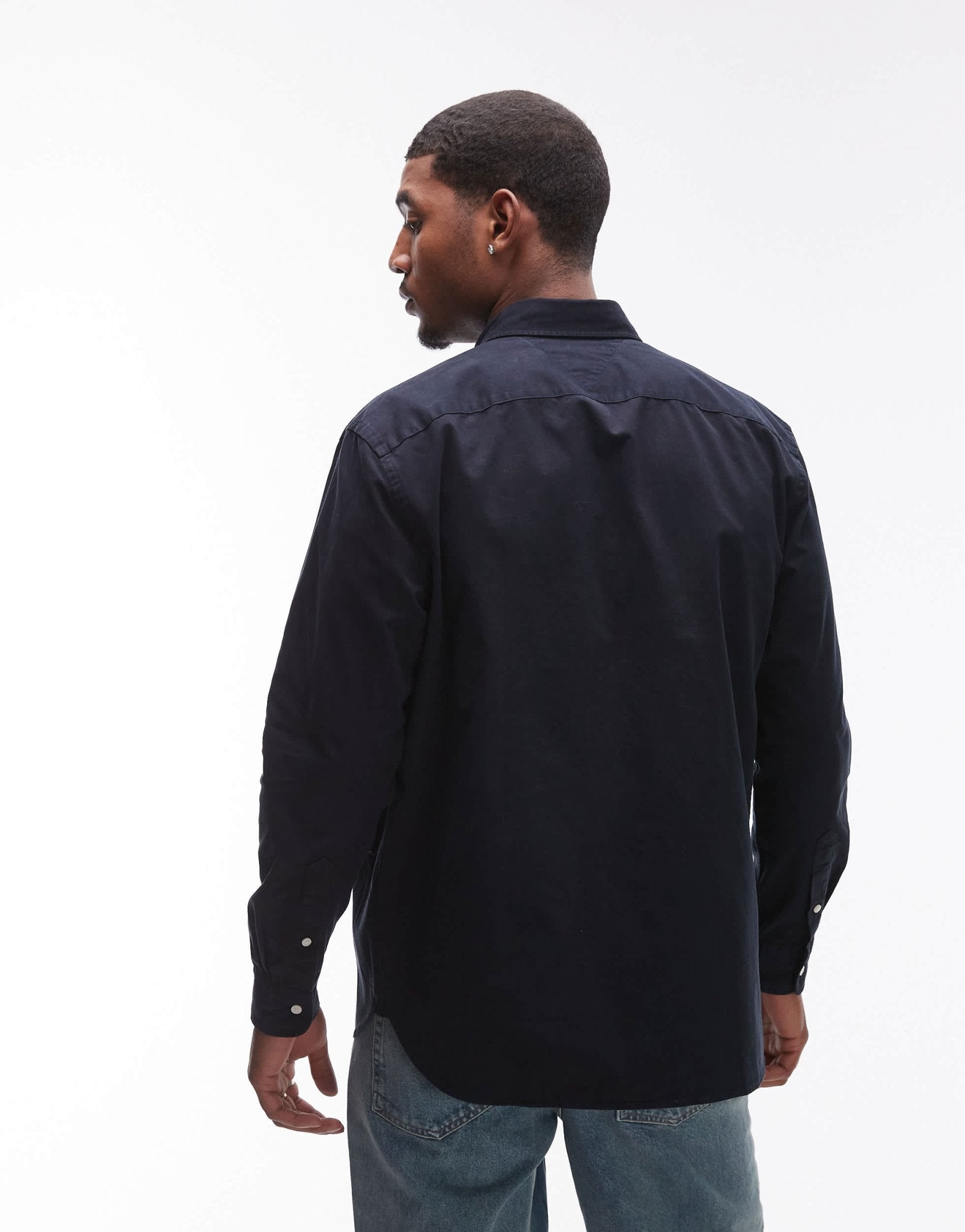 Tommy Hilfiger twill solid shirt in navy - ASOS Sample Sale