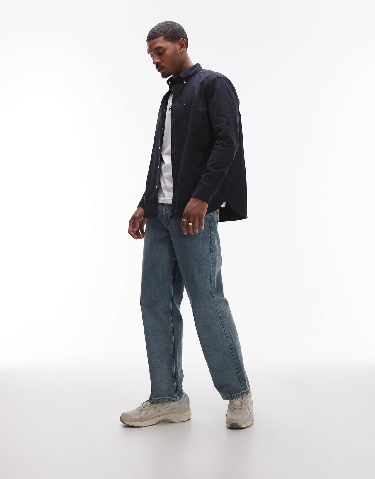 Tommy Hilfiger twill solid shirt in navy - ASOS Sample Sale