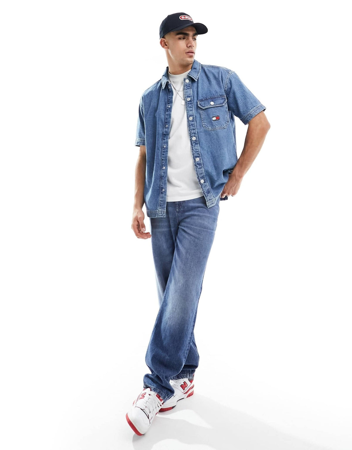 Tommy Jeans co-ord denim short sleeve overshirt in indigo - ASOS Sample Sale