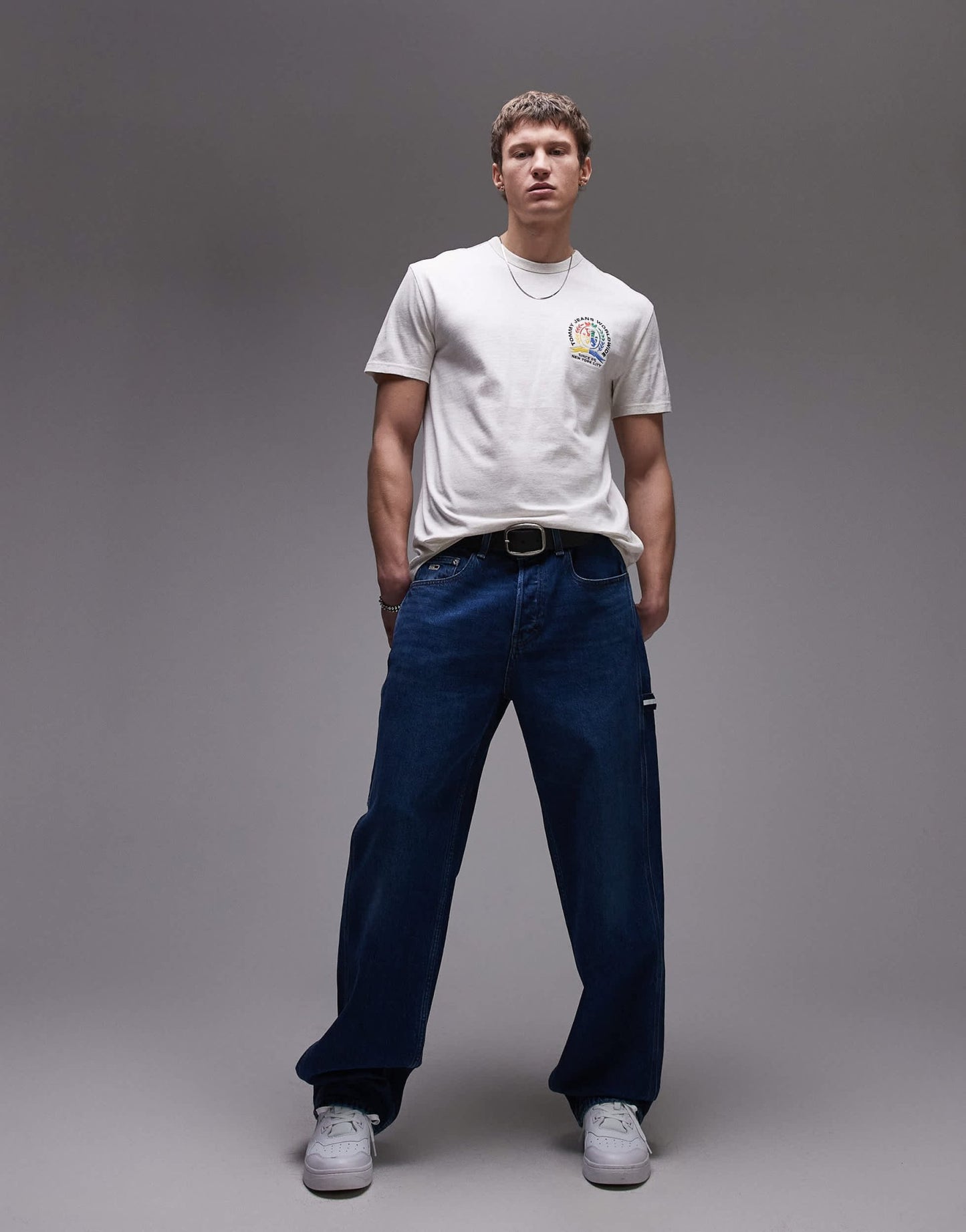 Tommy Jeans colourful crest logo t-shirt in oat marl - ASOS Sample Sale