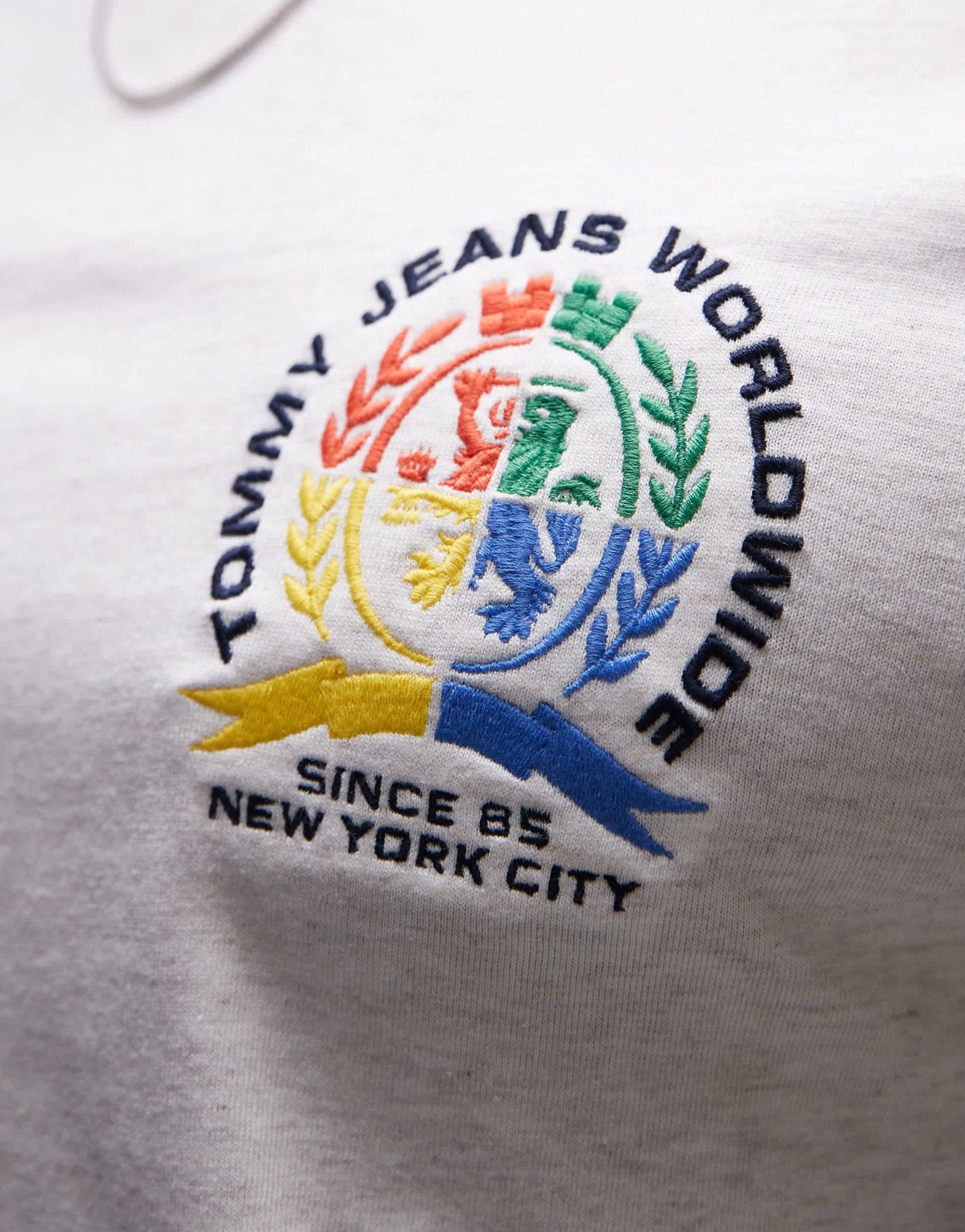 Tommy Jeans colourful crest logo t-shirt in oat marl - ASOS Sample Sale
