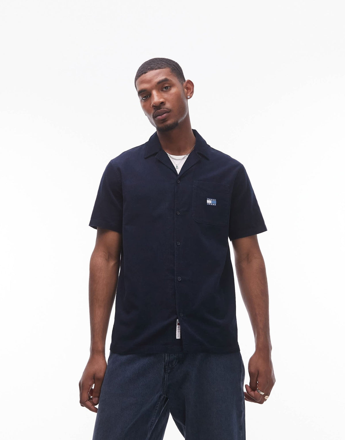 Tommy Jeans cord camp shirt in navy - ASOS Sample Sale
