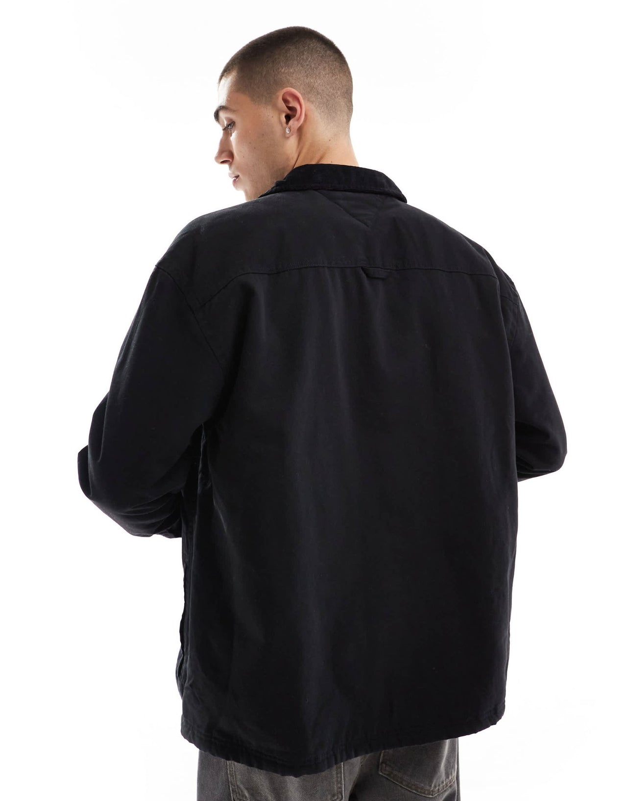 Tommy Jeans cord overshirt in black - ASOS Sample Sale