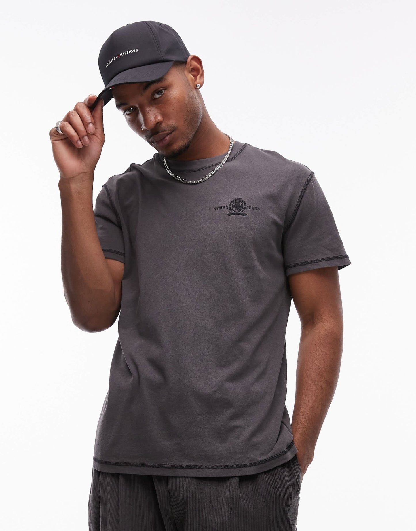 Tommy Jeans crest logo t-shirt in washed black - ASOS Sample Sale