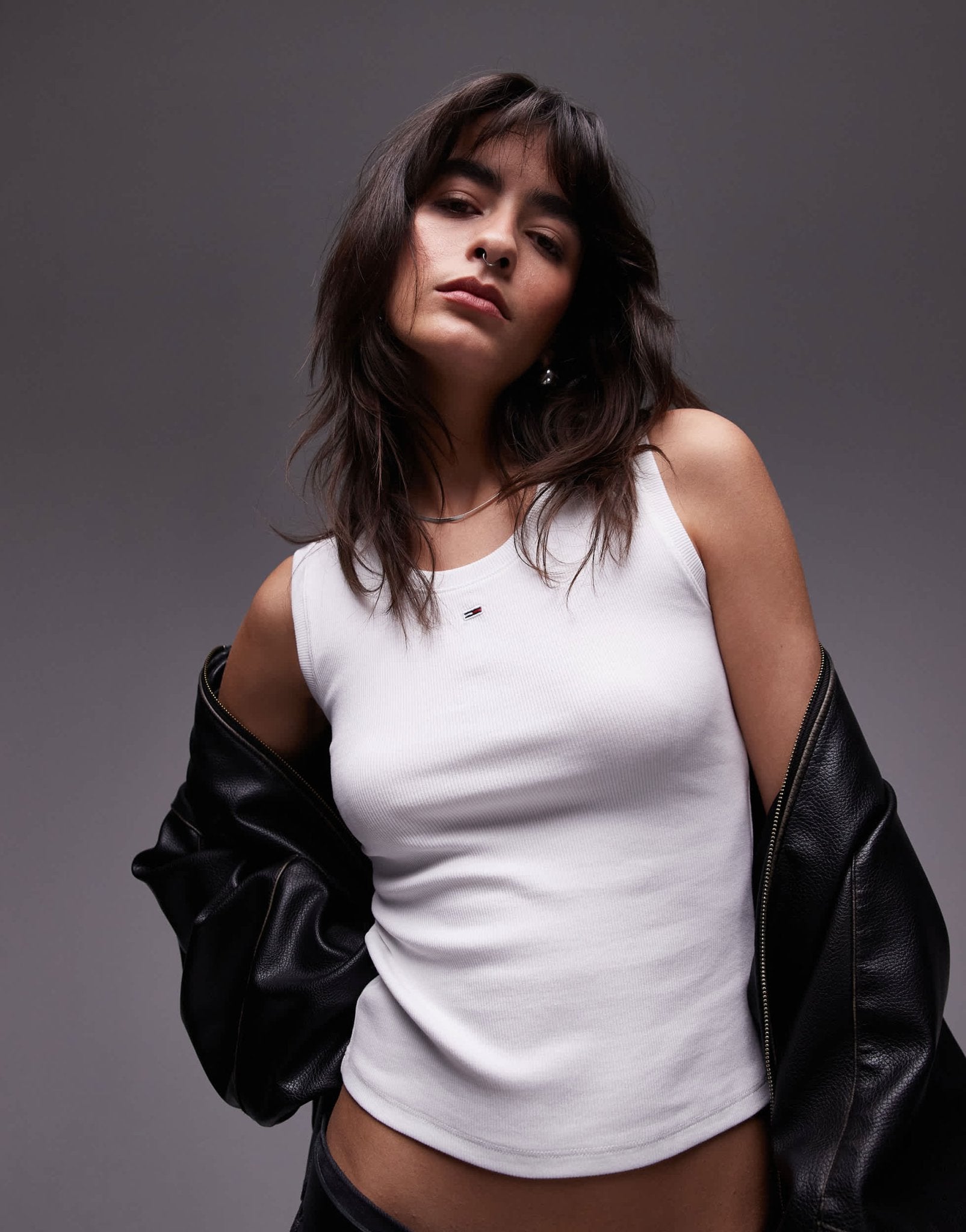 Tommy Jeans essential rib tank top in white - ASOS Sample Sale