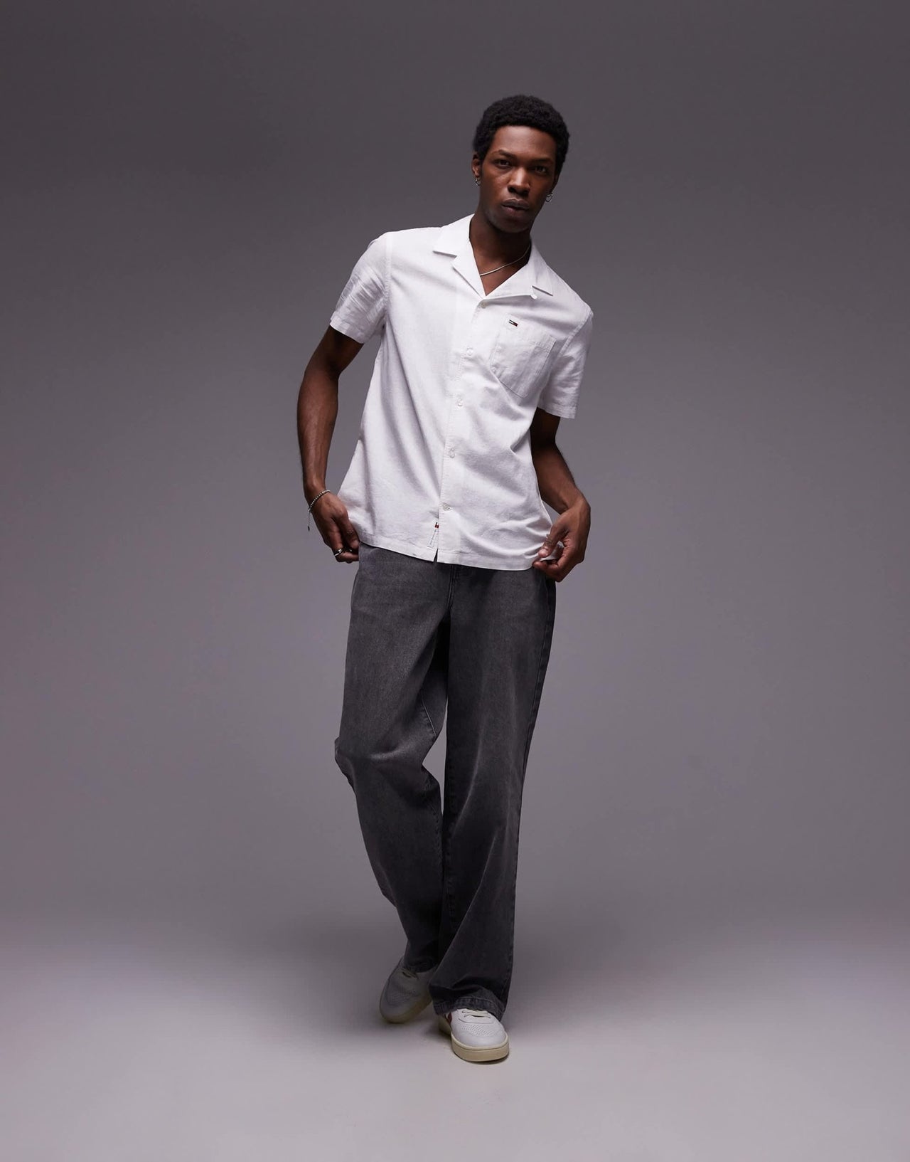 Tommy Jeans linen button shirt in off white - ASOS Sample Sale