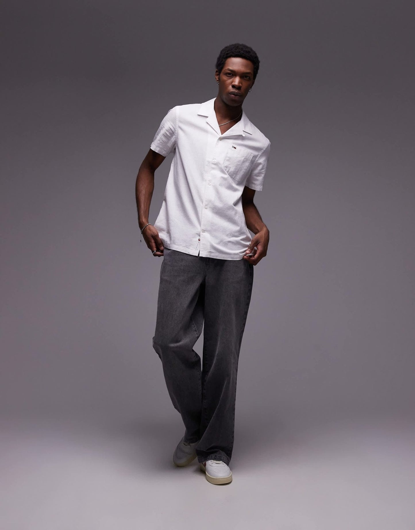 Tommy Jeans linen button shirt in off white - ASOS Sample Sale