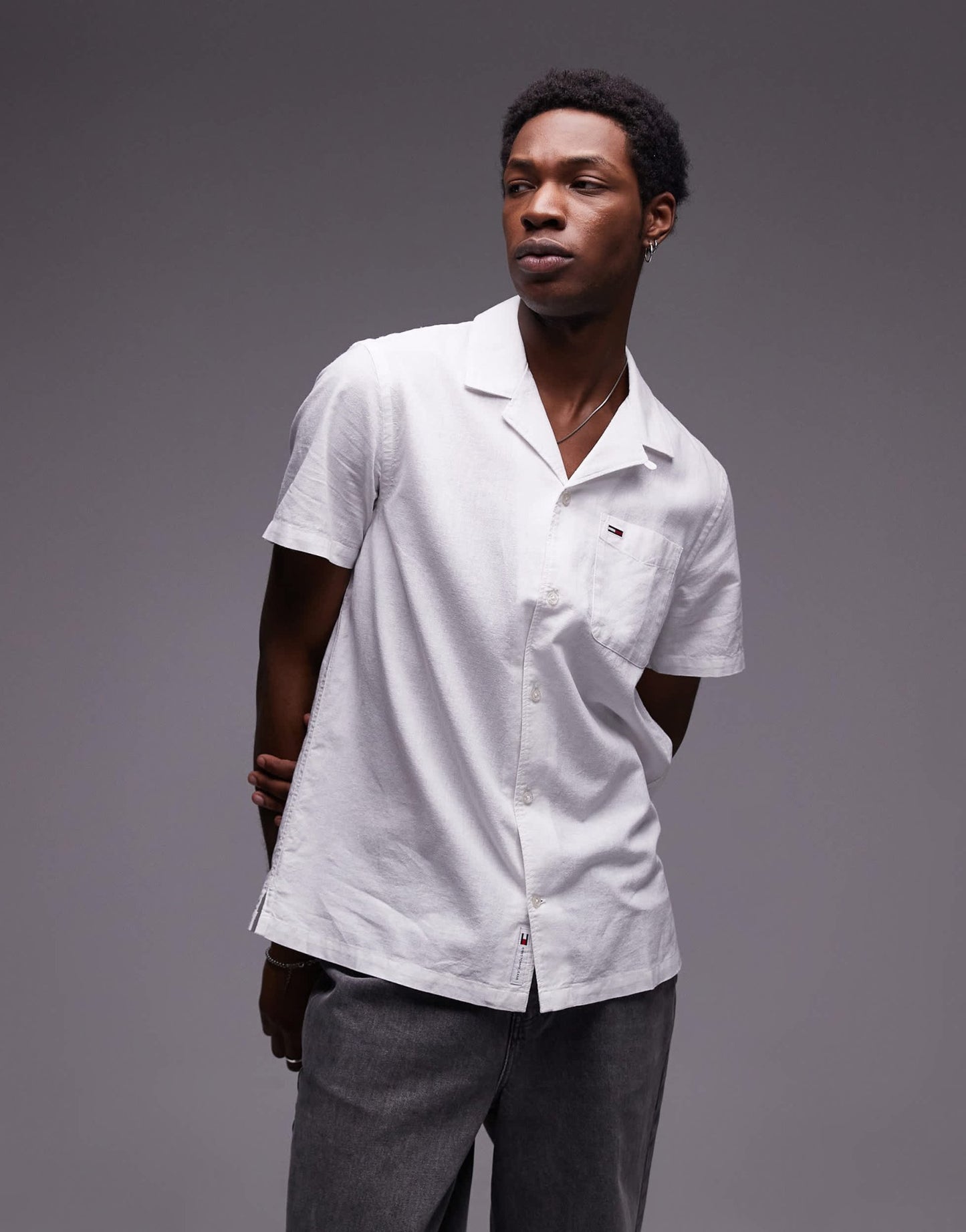 Tommy Jeans linen button shirt in off white - ASOS Sample Sale