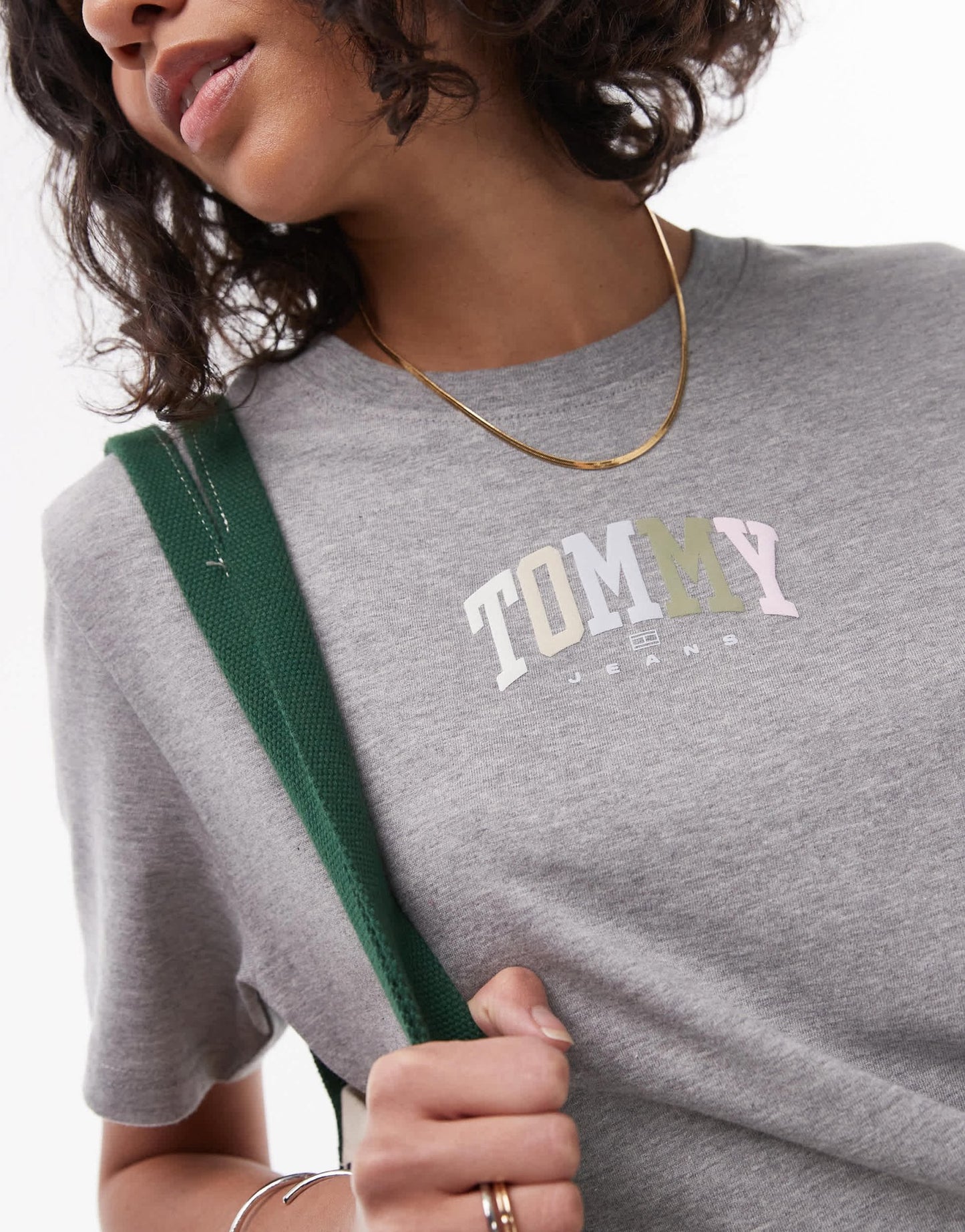 Tommy Jeans multicolour varsity logo t-shirt in grey - ASOS Sample Sale
