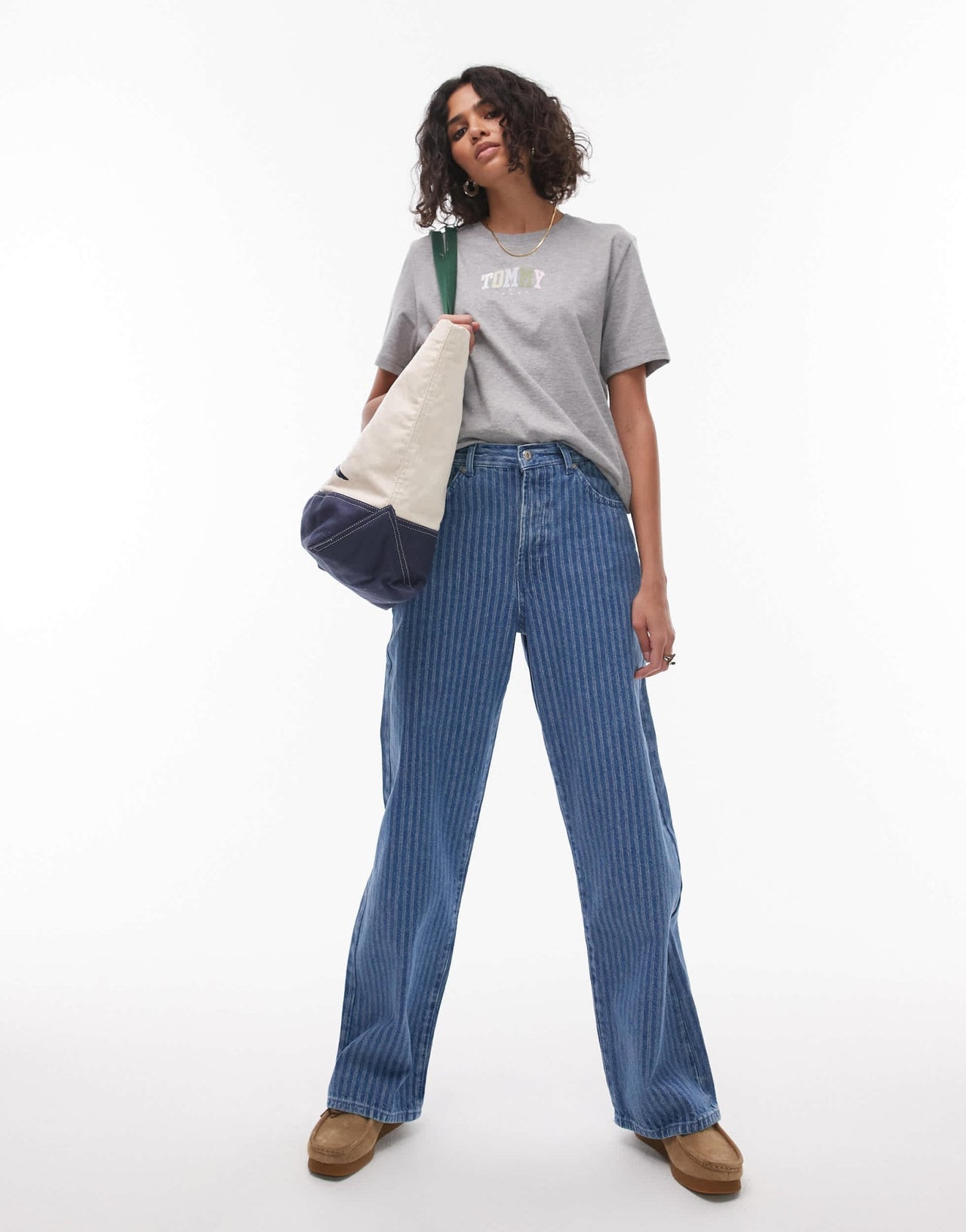 Tommy Jeans multicolour varsity logo t-shirt in grey - ASOS Sample Sale