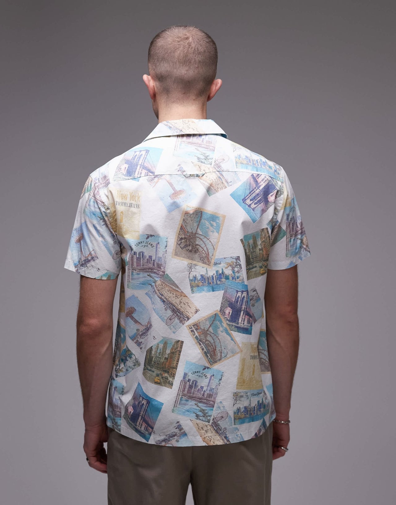 Tommy Jeans poplin postcard camp shirt in multi - ASOS Sample Sale