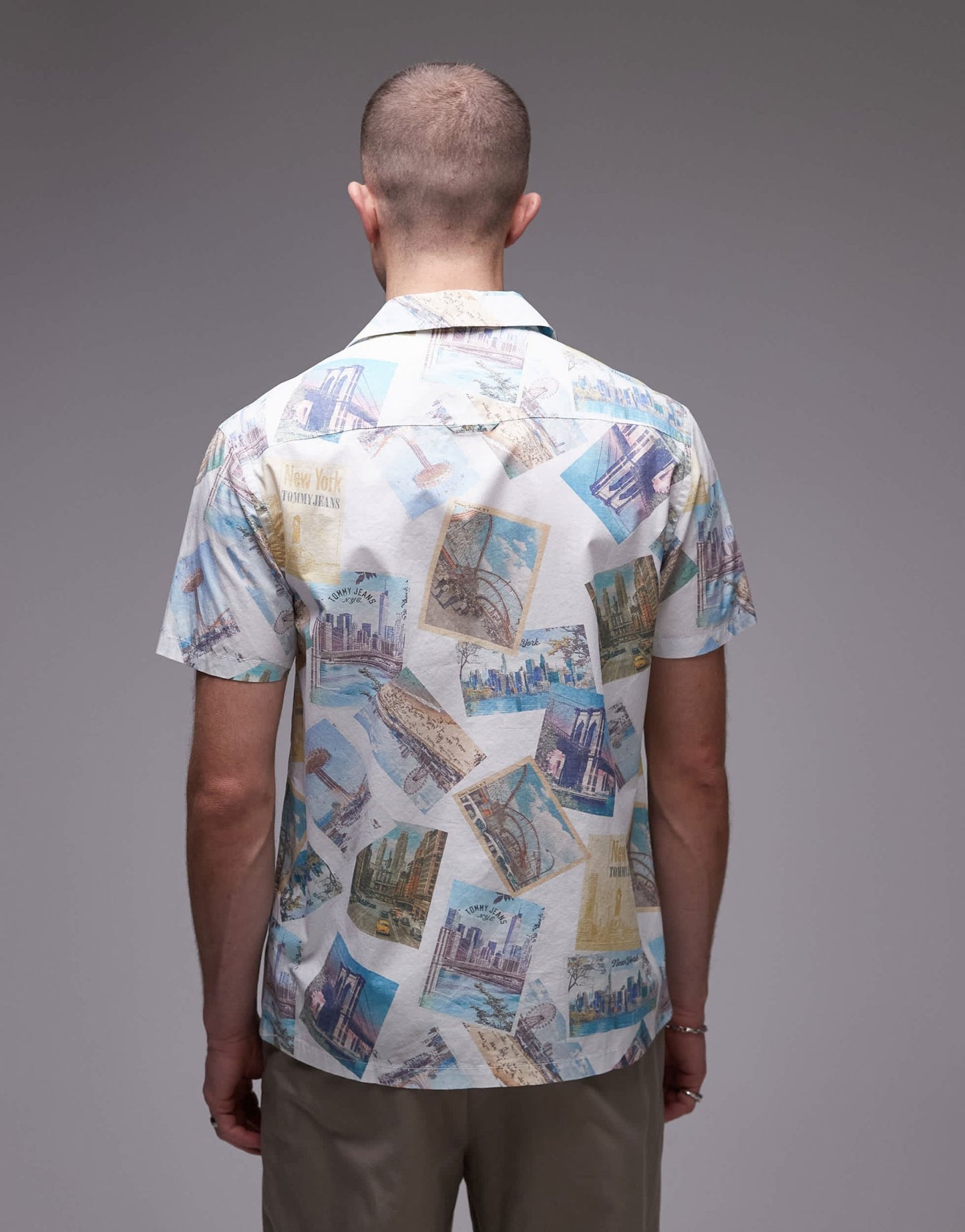 Tommy Jeans poplin postcard camp shirt in multi - ASOS Sample Sale