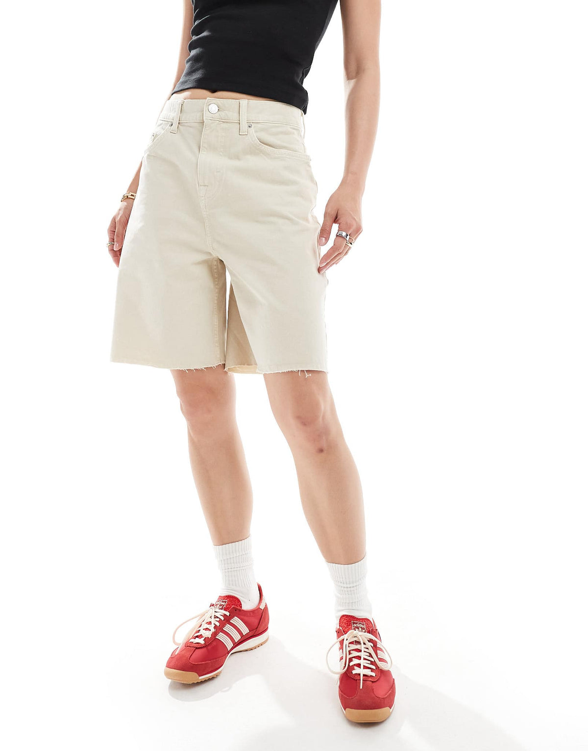 Tommy Jeans relaxed bermuda denim shorts in ecru - ASOS Sample Sale