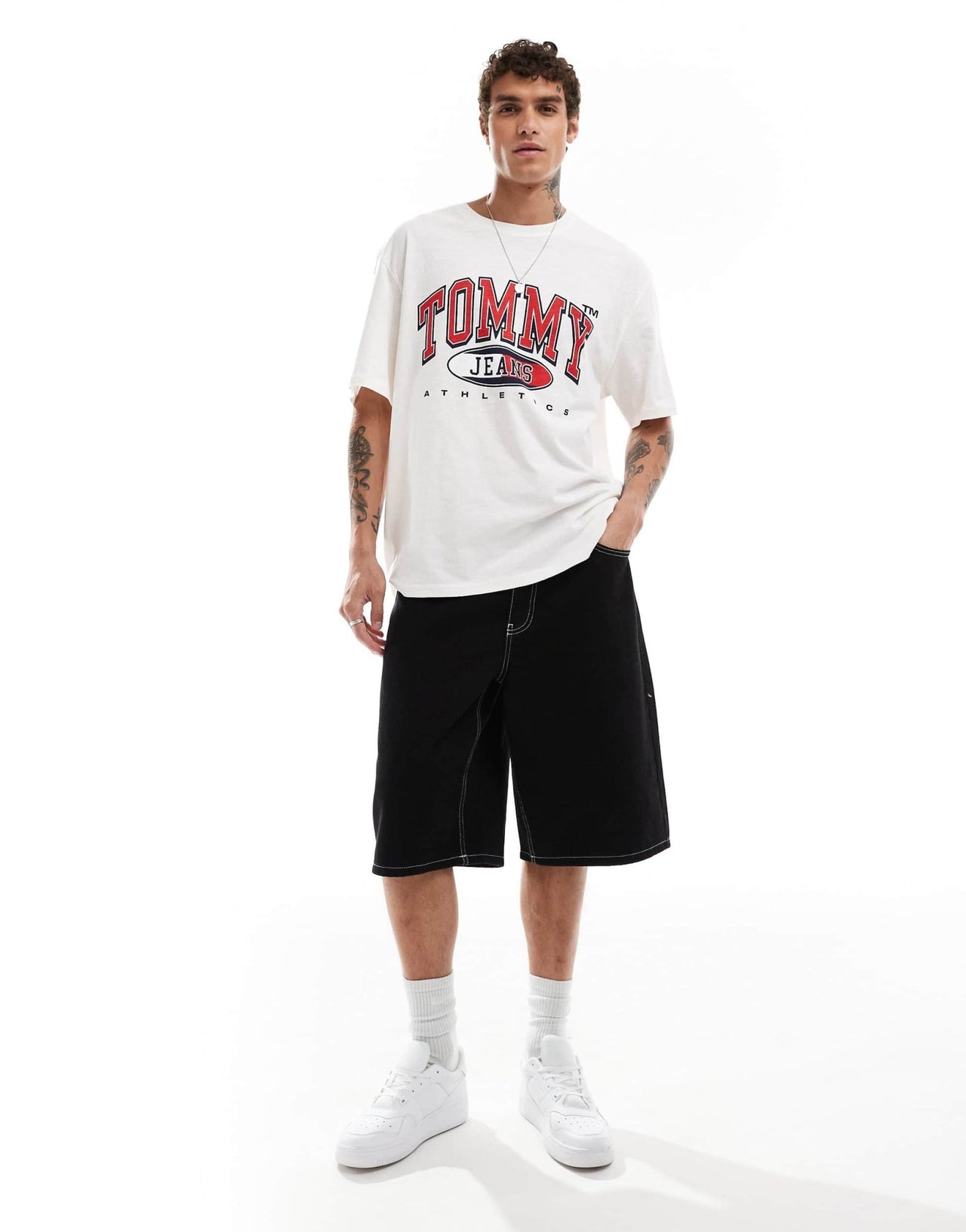 Tommy Jeans retro varsity logo t-shirt in white - ASOS Sample Sale