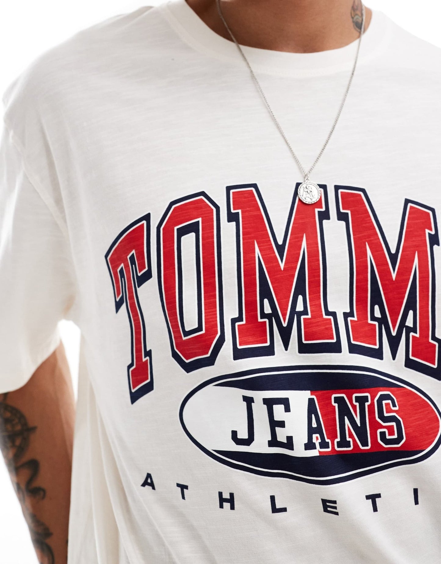 Tommy Jeans retro varsity logo t-shirt in white - ASOS Sample Sale