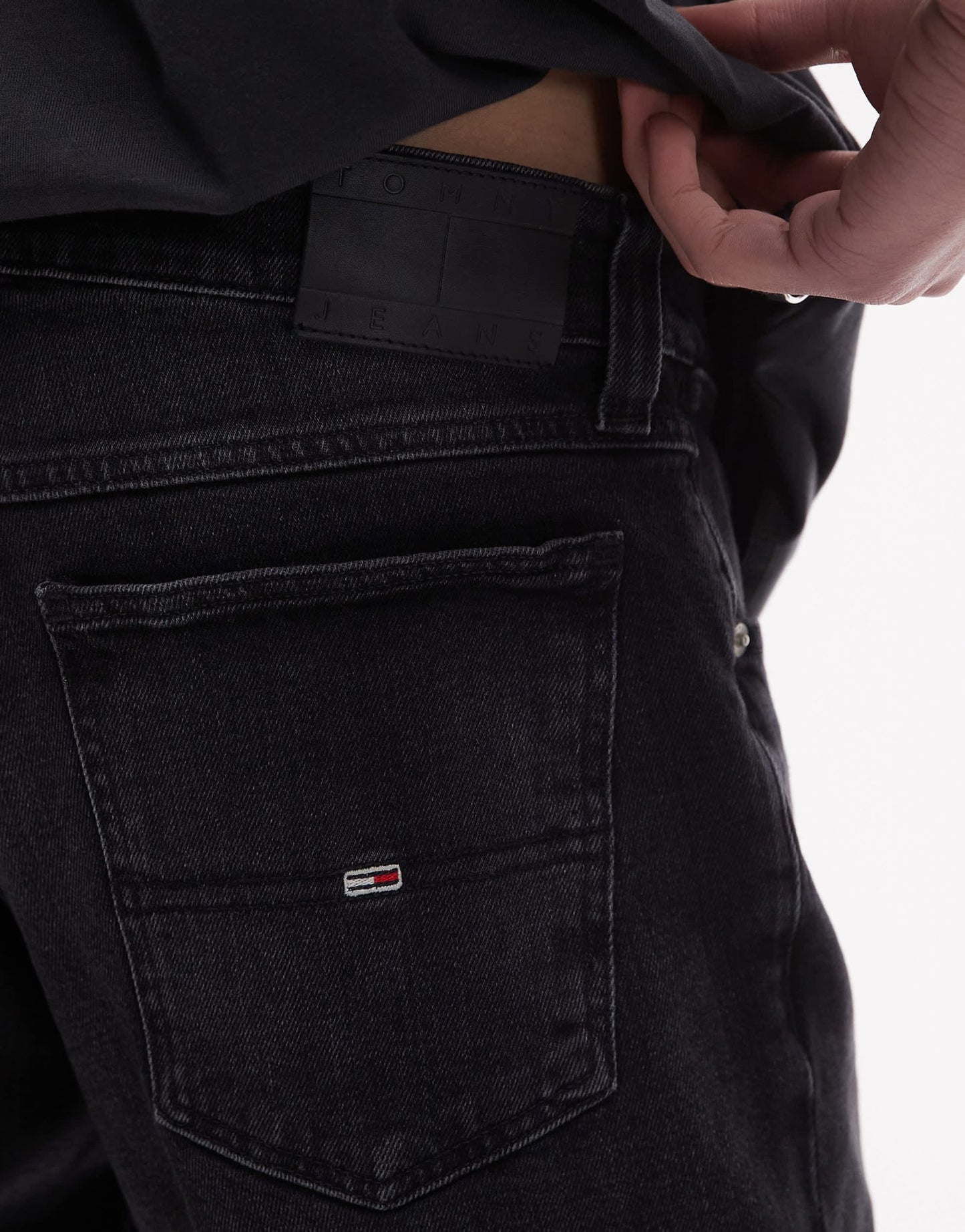 Tommy Jeans Ronnie roll up slim denim shorts in black - ASOS Sample Sale