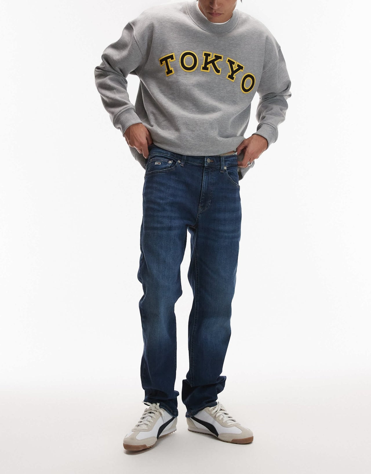 Tommy Jeans Ryan Slim Straight Jeans in dark blue - ASOS Sample Sale