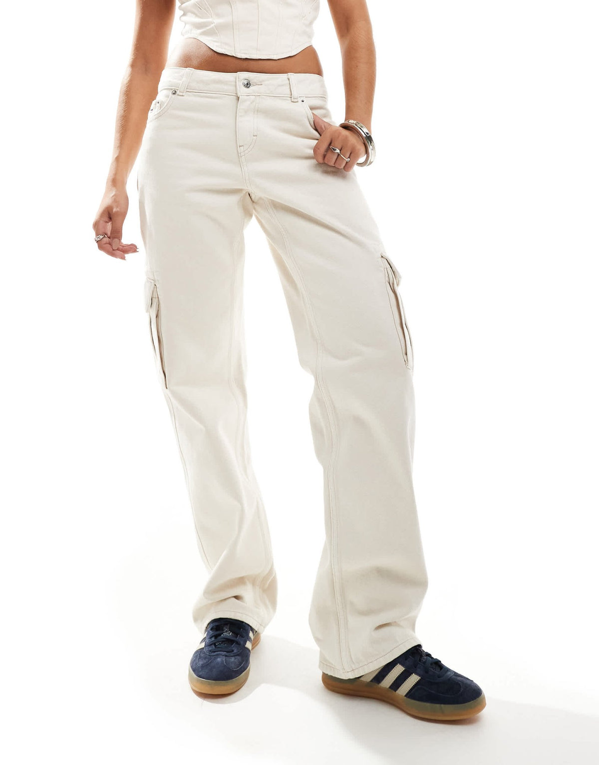Tommy Jeans Sophie denim cargo pants in off white - ASOS Sample Sale
