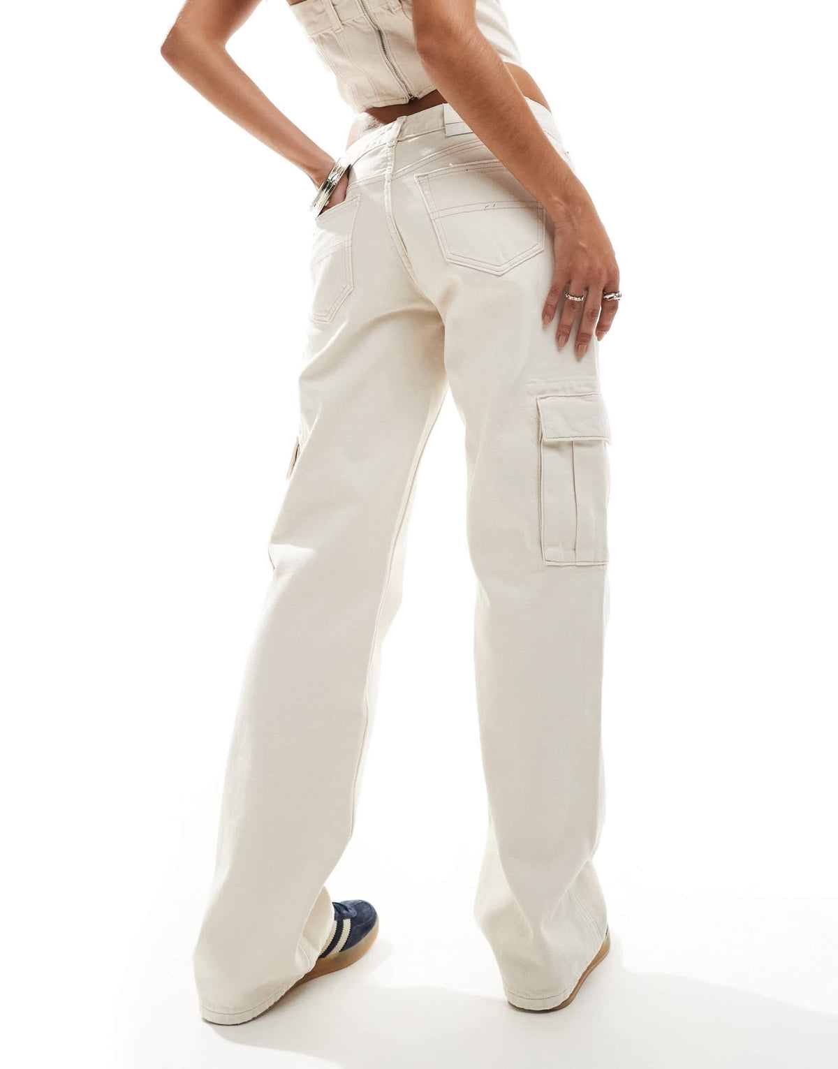 Tommy Jeans Sophie denim cargo pants in off white - ASOS Sample Sale
