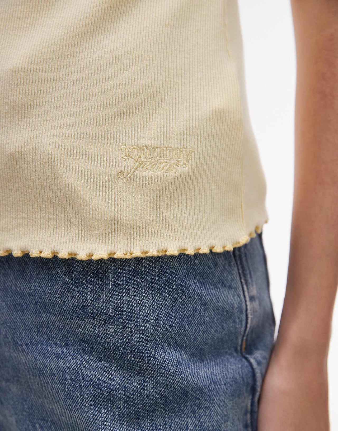 Tommy Jeans strappy rib vest in lemon yellow - ASOS Sample Sale