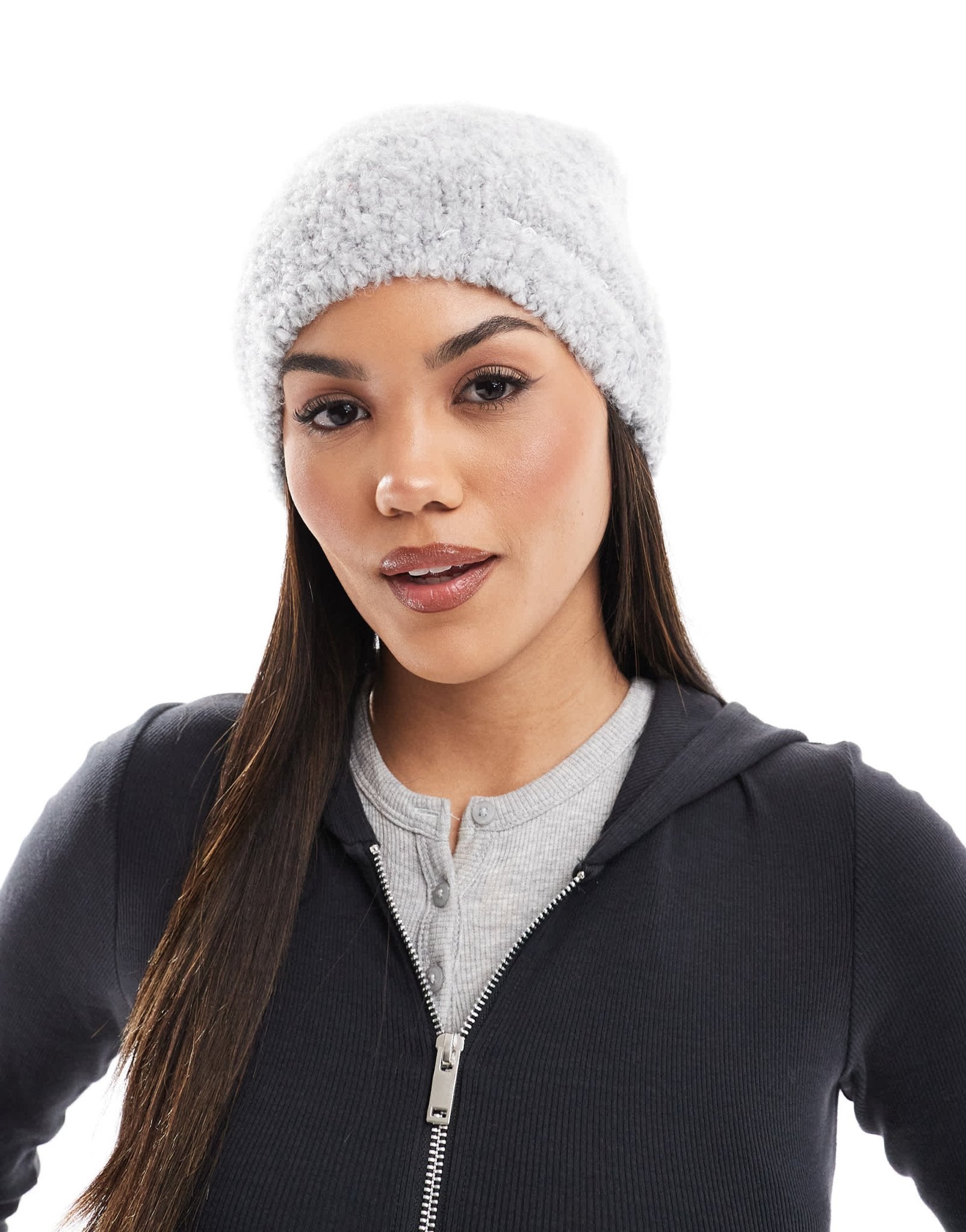 Tommy Jeans teddy beanie in silver grey - ASOS Sample Sale