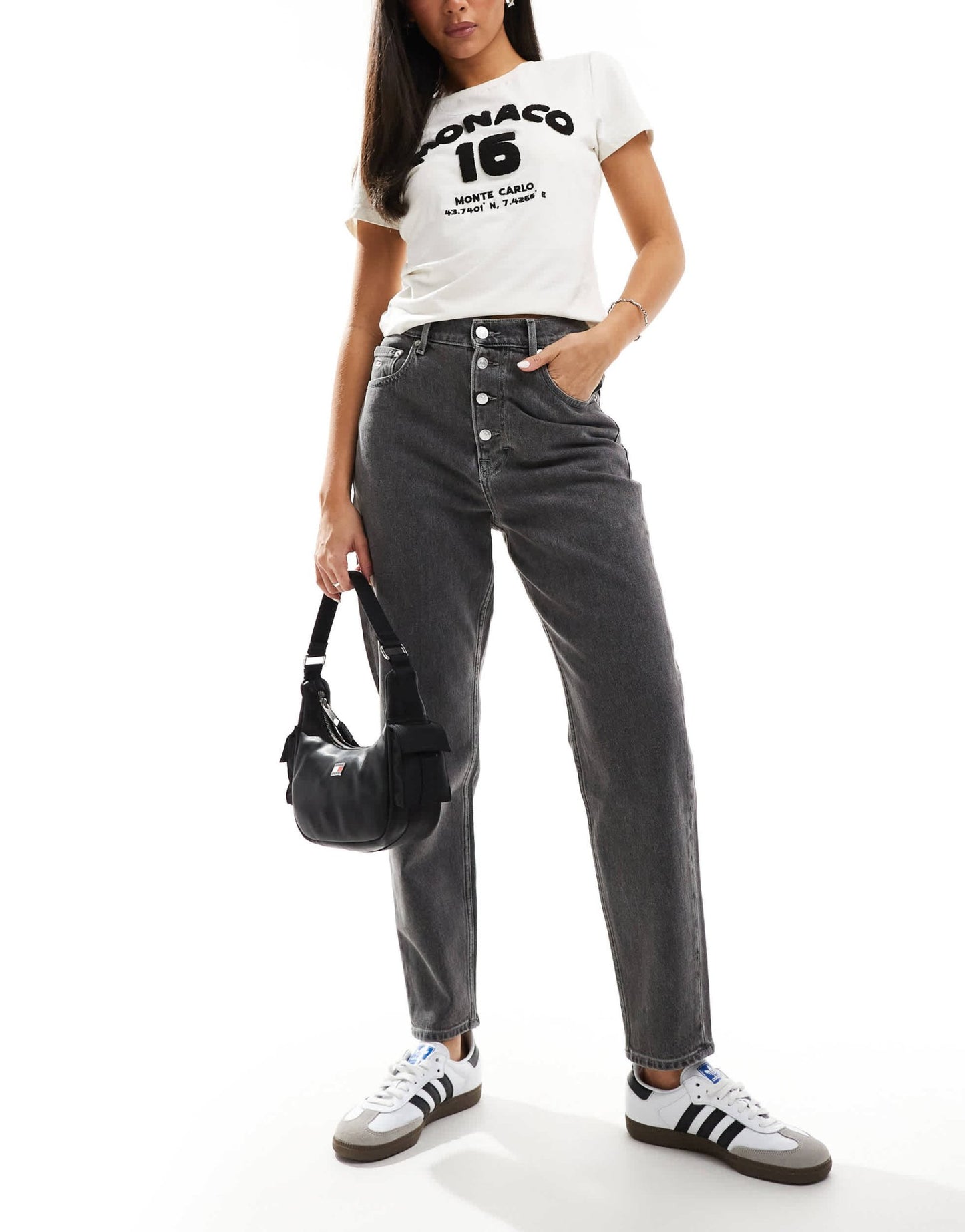 Tommy Jeans ultra high mom jeans in washed black - ASOS Sample Sale