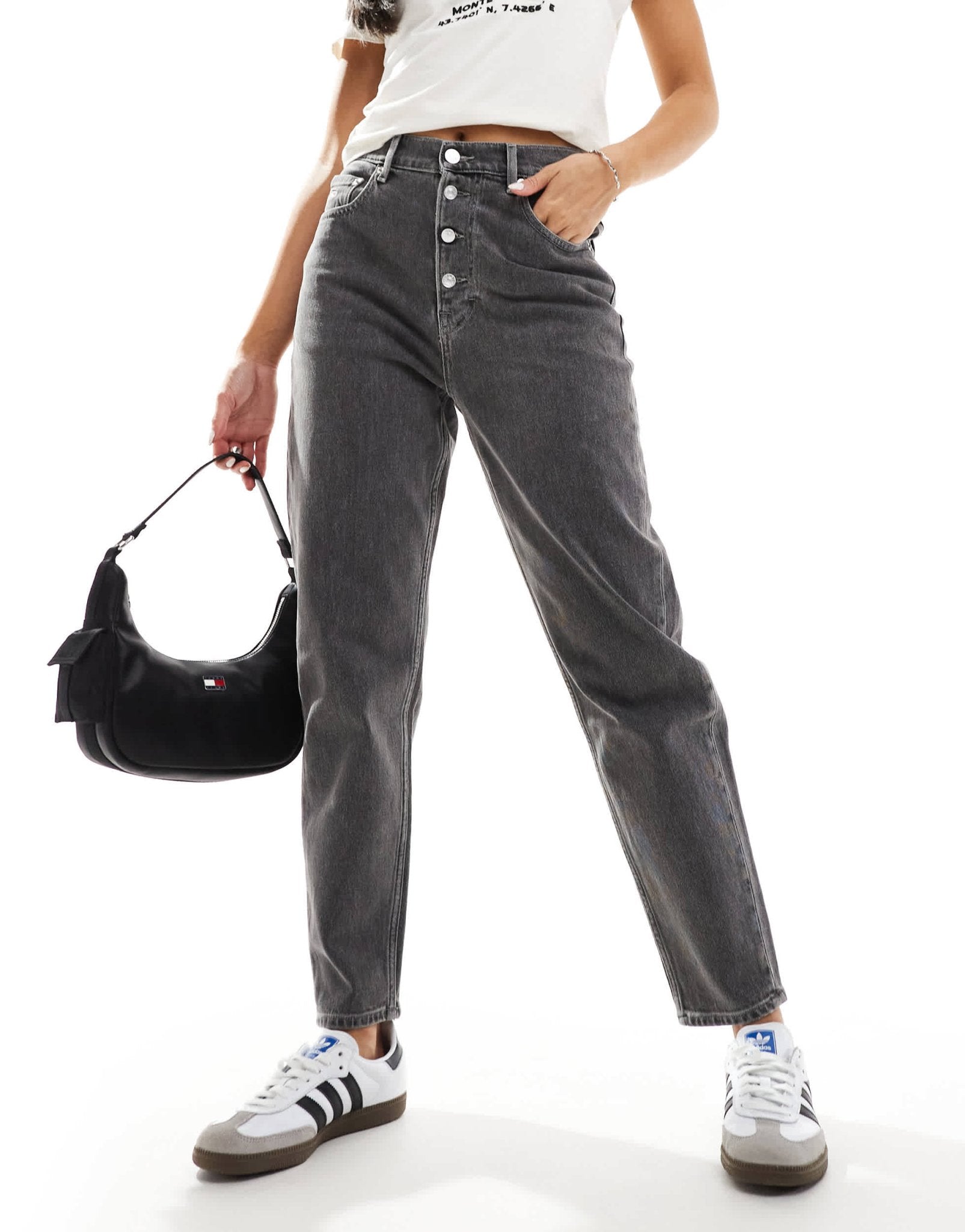 Tommy Jeans ultra high mom jeans in washed black - ASOS Sample Sale