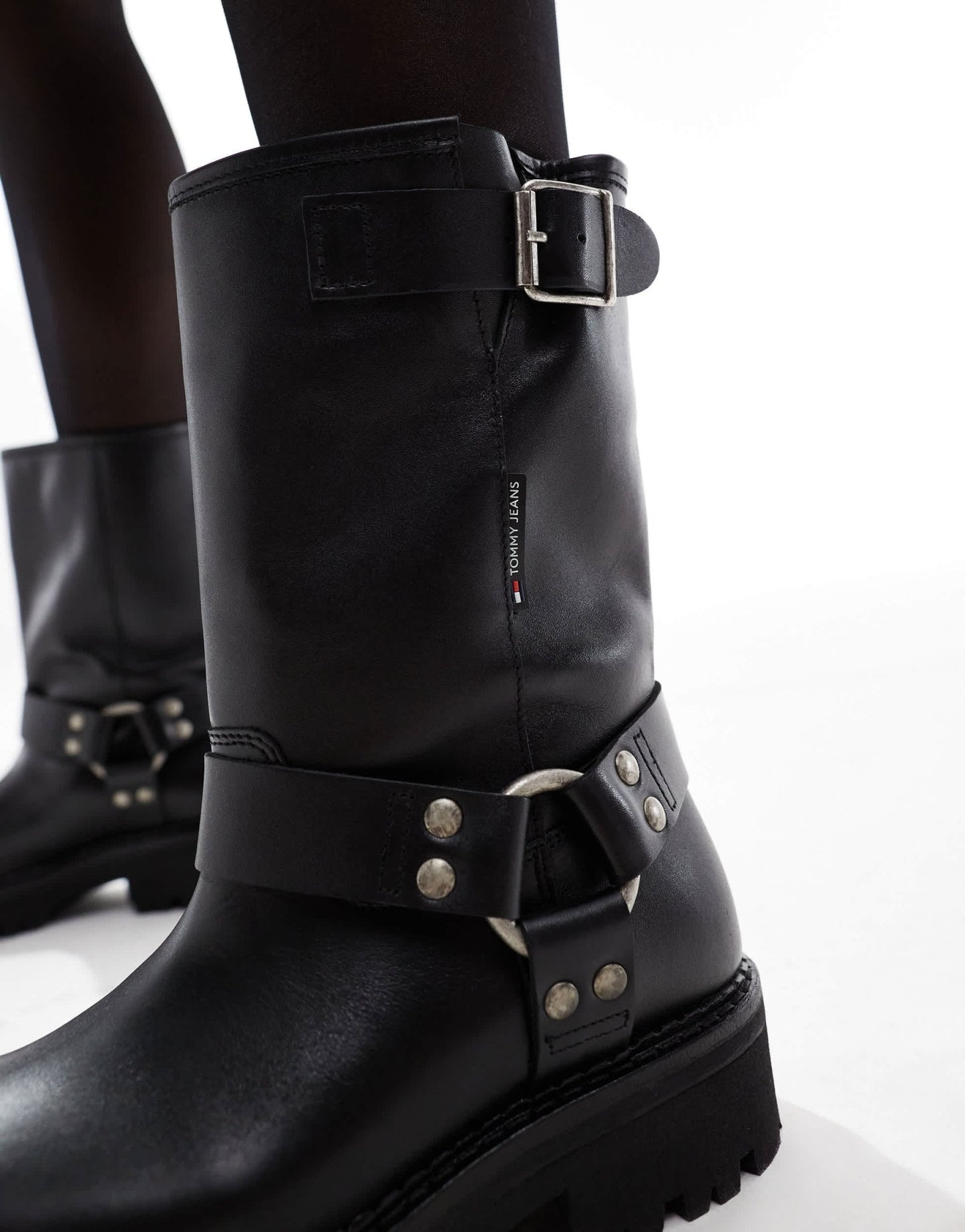Tommy Jeans urban biker boots in black - ASOS Sample Sale