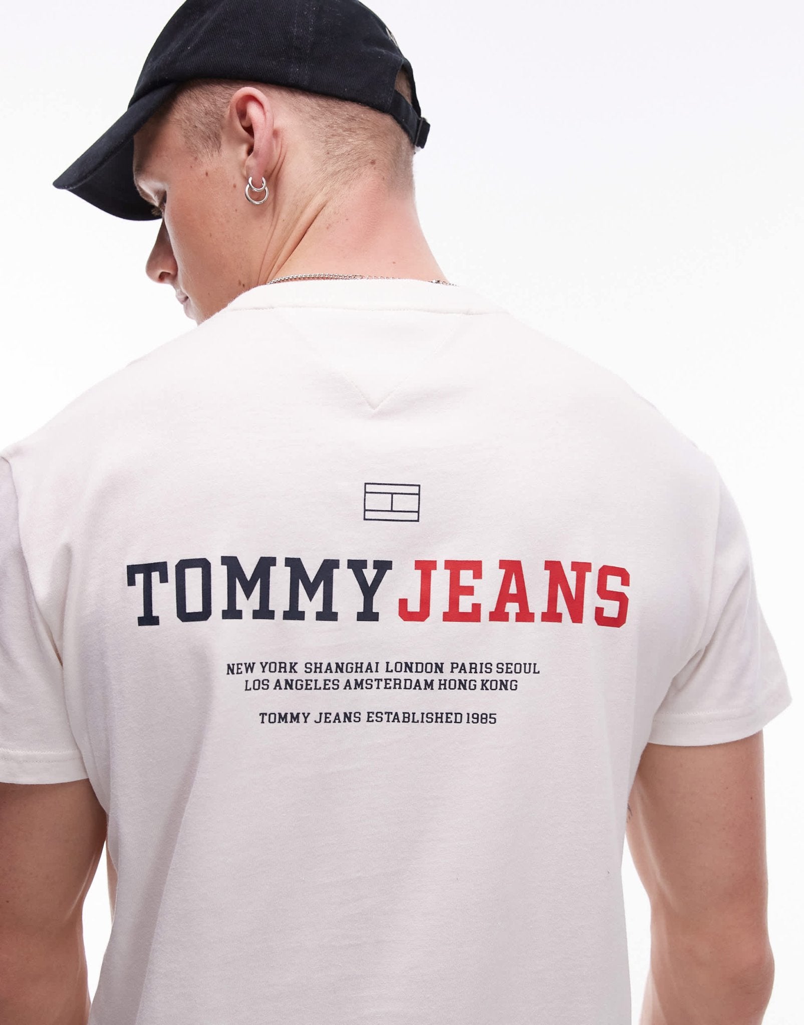 Tommy Jeans varsity back print graphic t-shirt in off white - ASOS Sample Sale