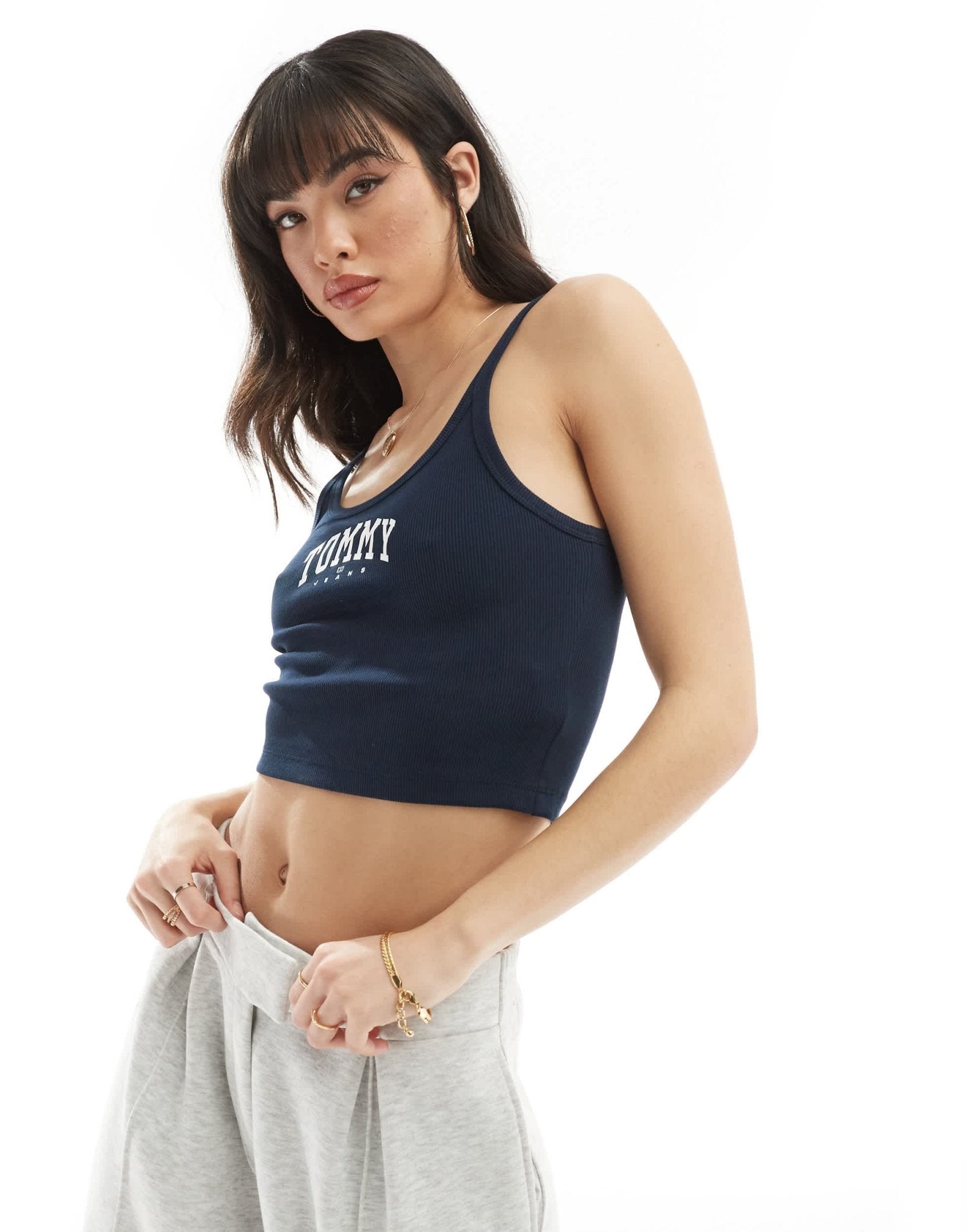 Tommy Jeans varsity logo tank top in navy - ASOS Sample Sale