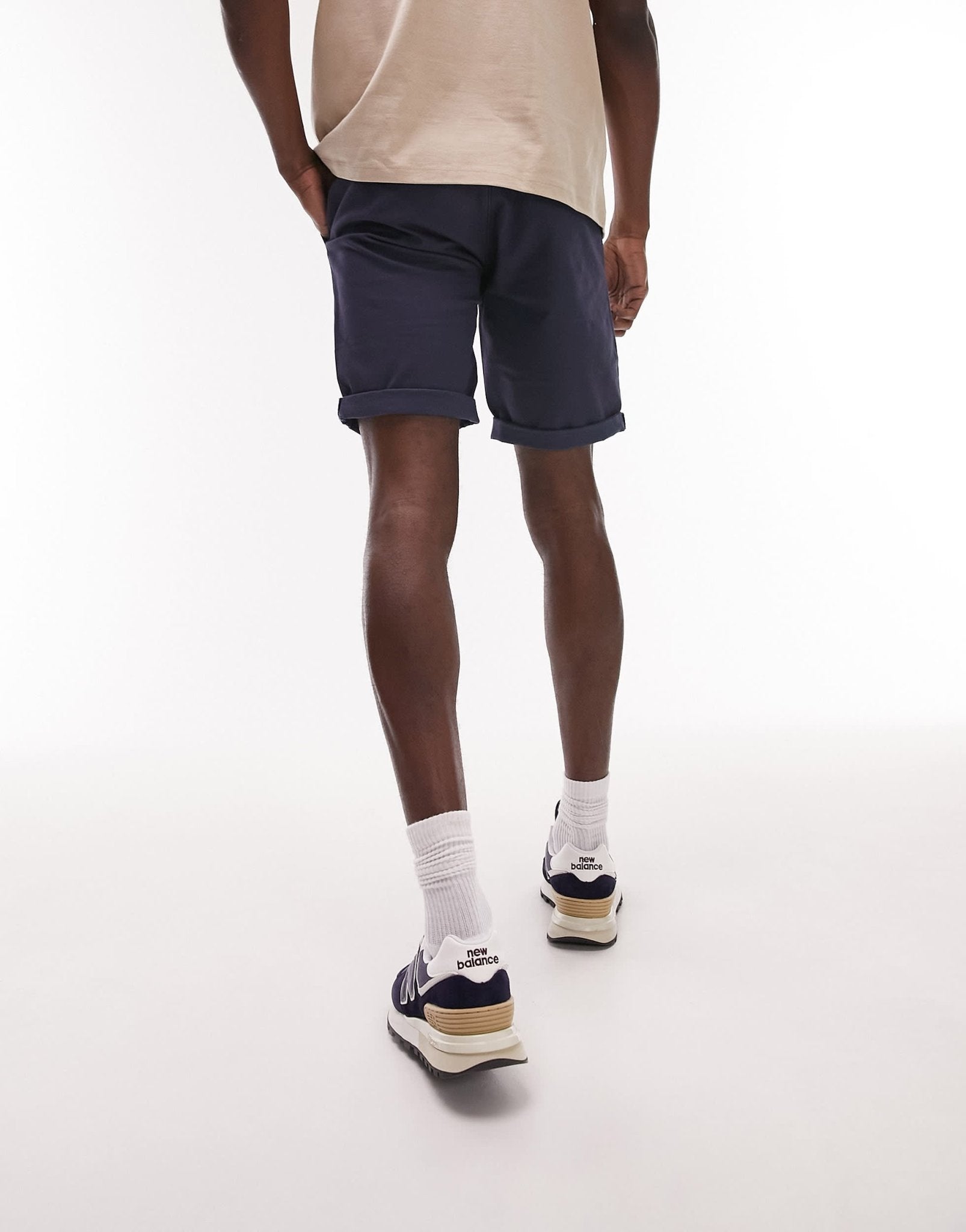 Topman 2 pack skinny chino shorts in navy and stone - ASOS Sample Sale