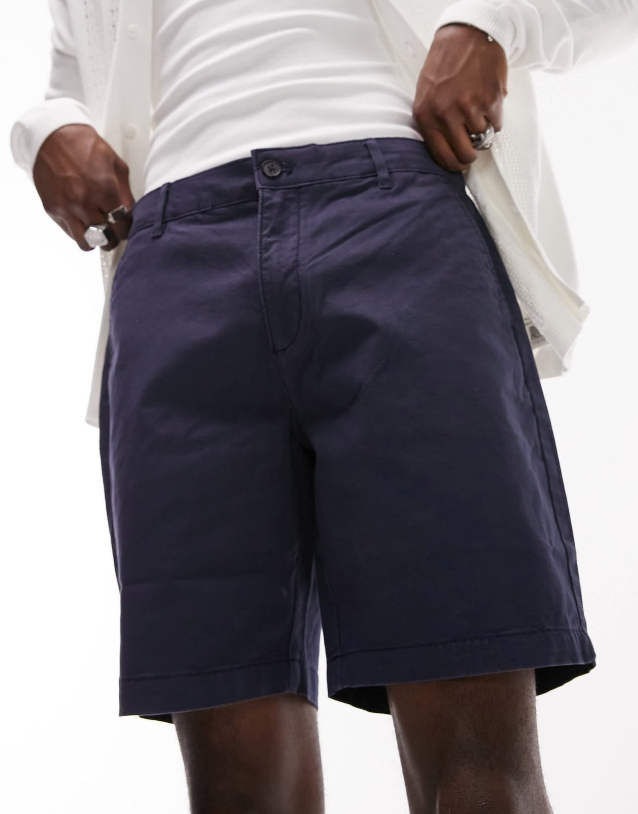 Topman 2 pack slim chino shorts in navy and stone - ASOS Sample Sale