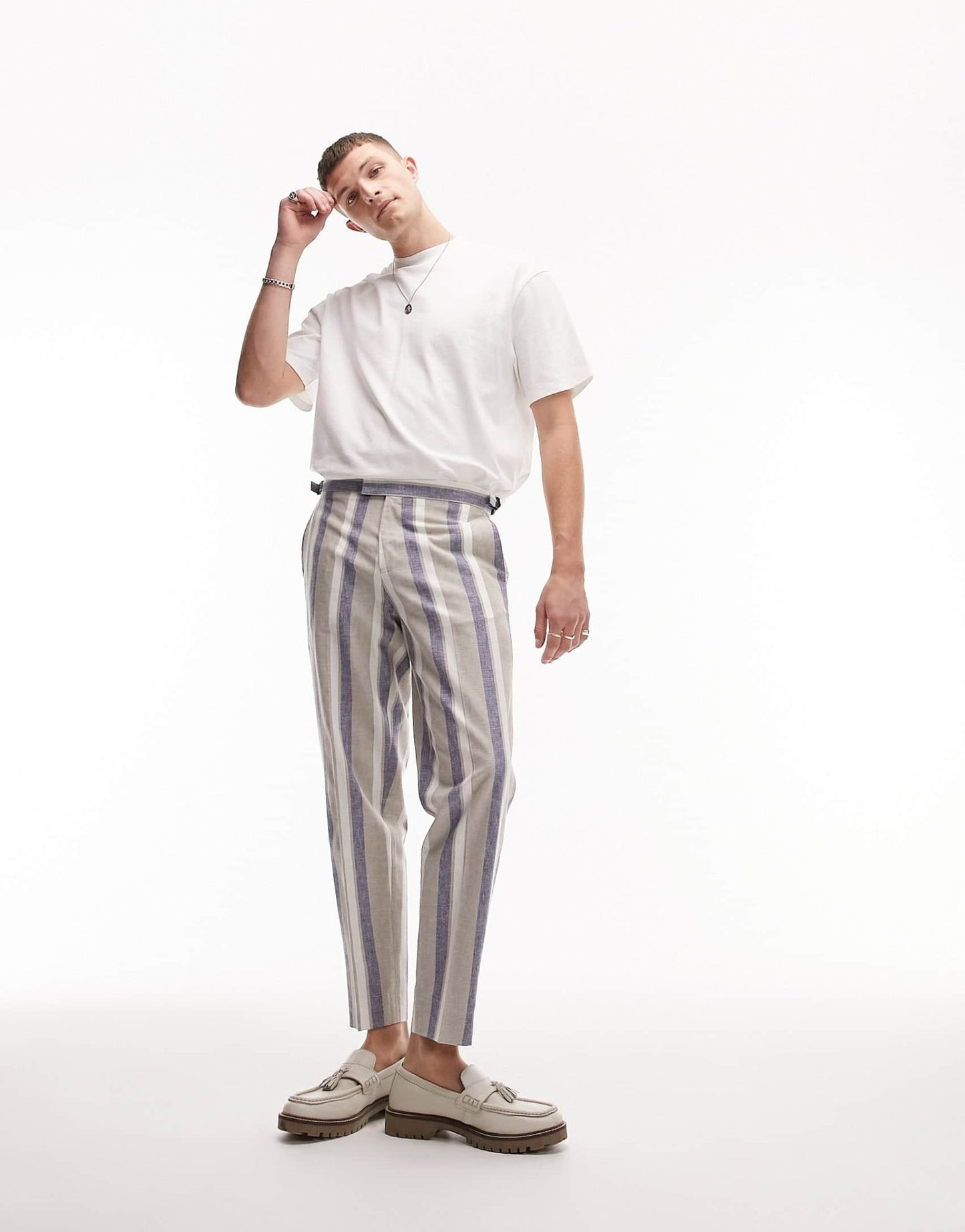 Topman blue stripe smart trousers - ASOS Sample Sale