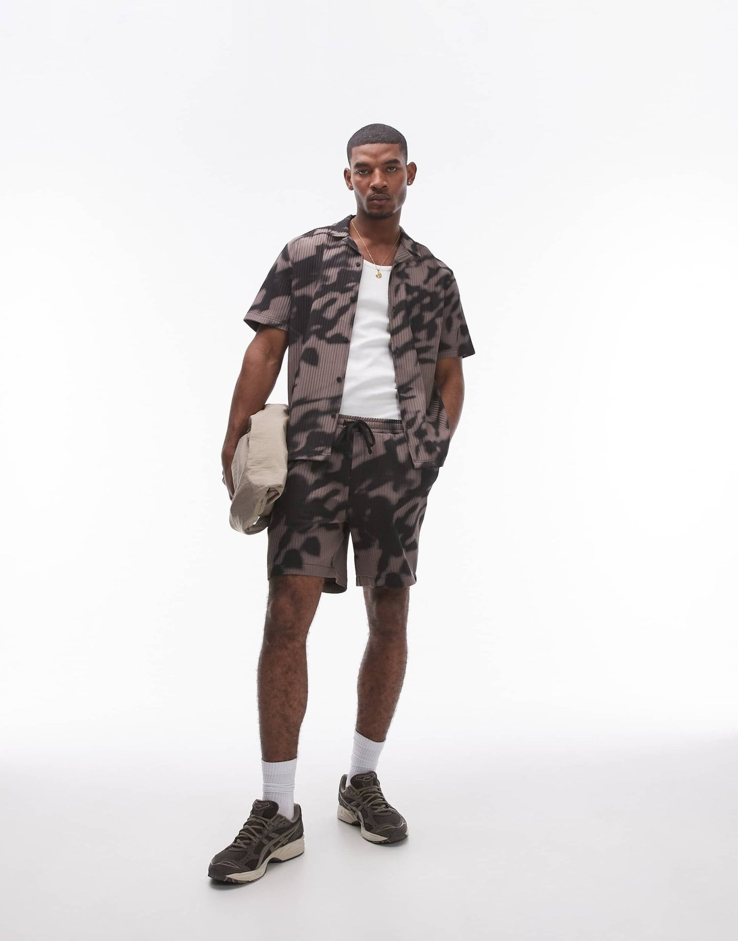Topman co - ord shadow printed plisse short in purple - ASOS Sample Sale