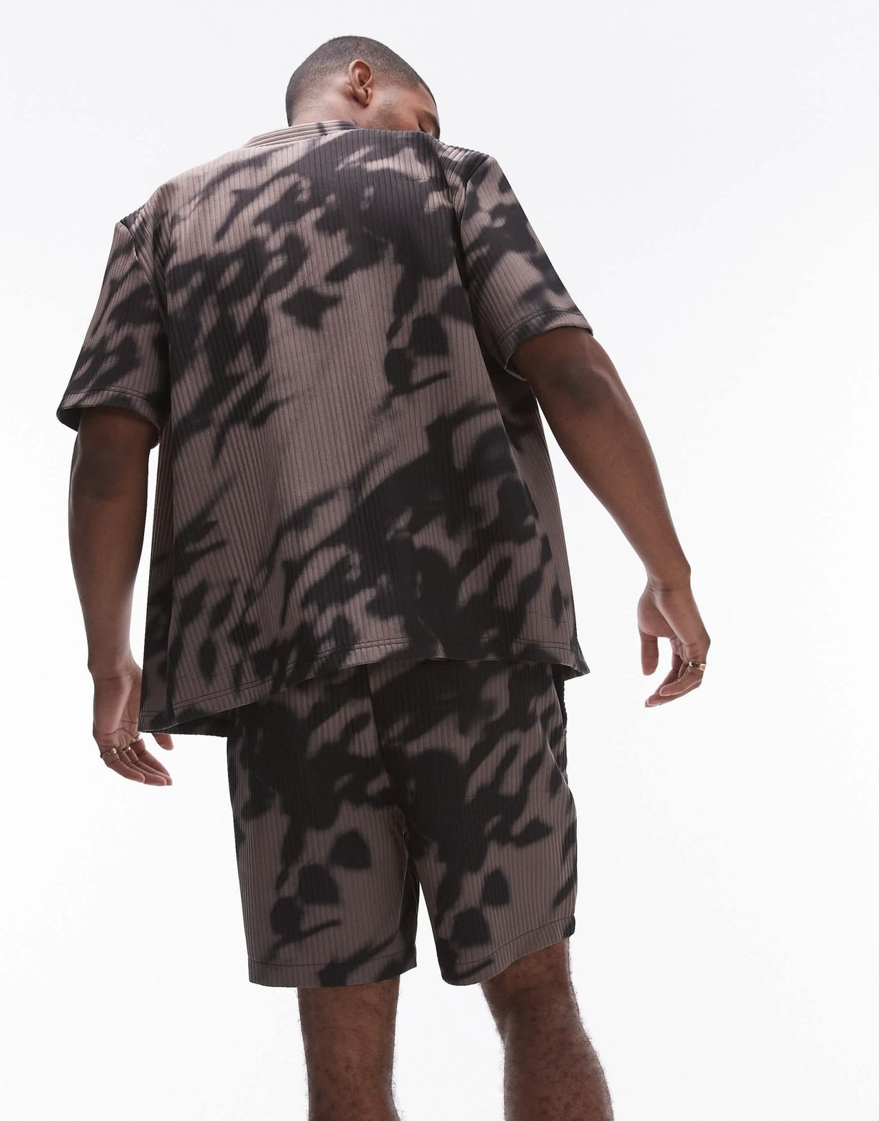 Topman co - ord shadow printed plisse short in purple - ASOS Sample Sale