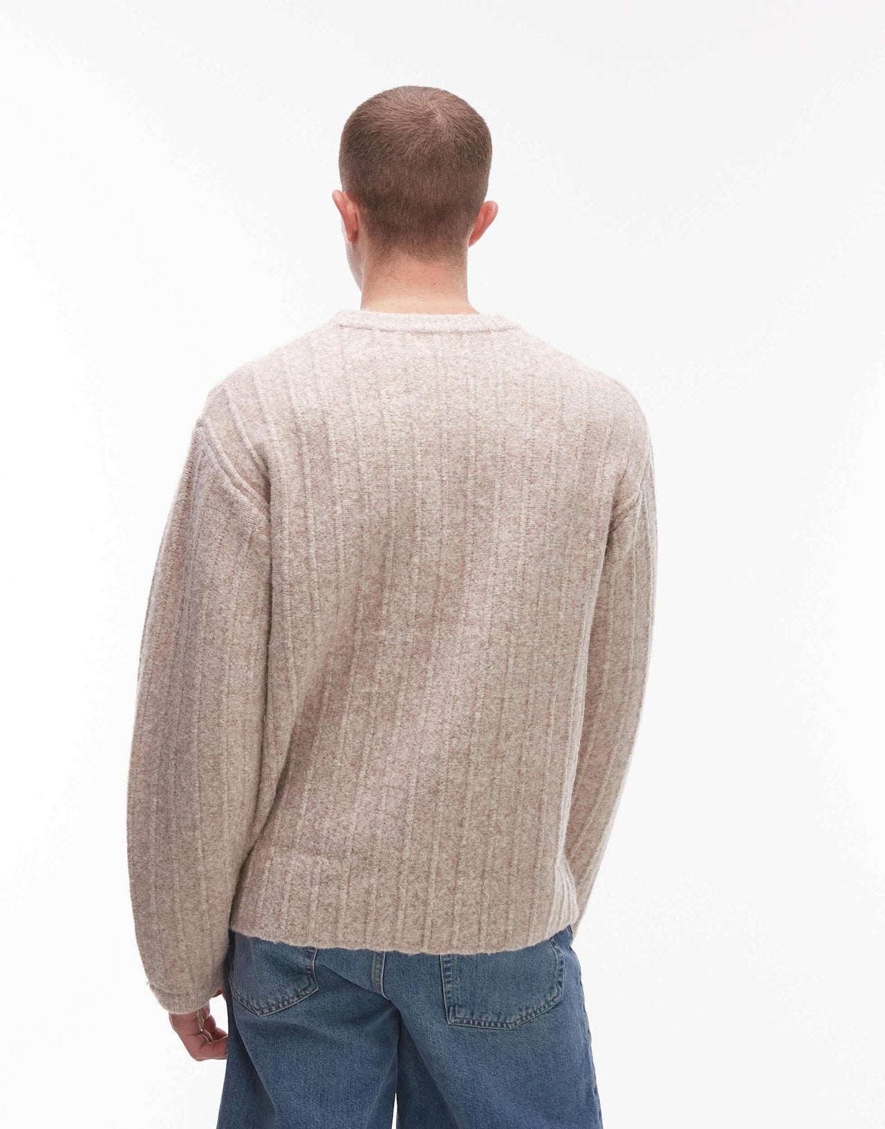 Topman crew neck jumper in oat rib - ASOS Sample Sale