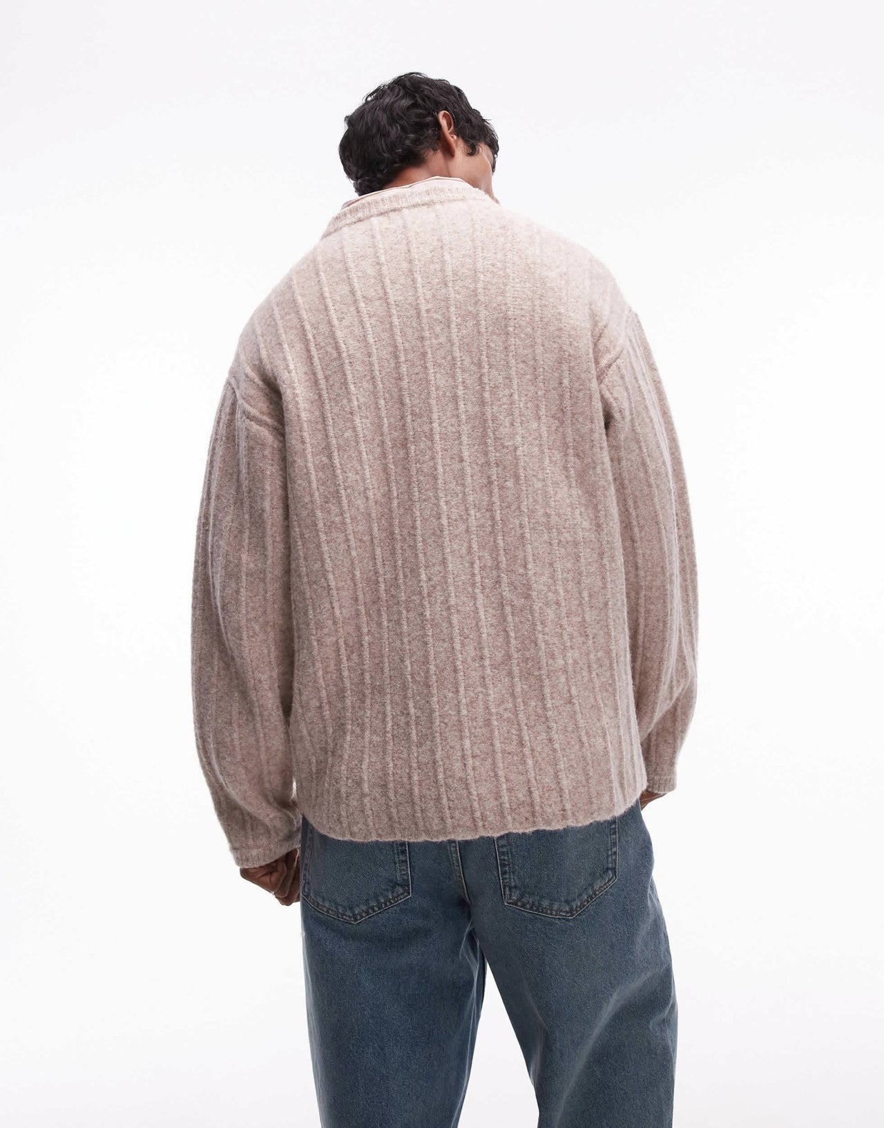 Topman crew neck jumper in oat rib - ASOS Sample Sale