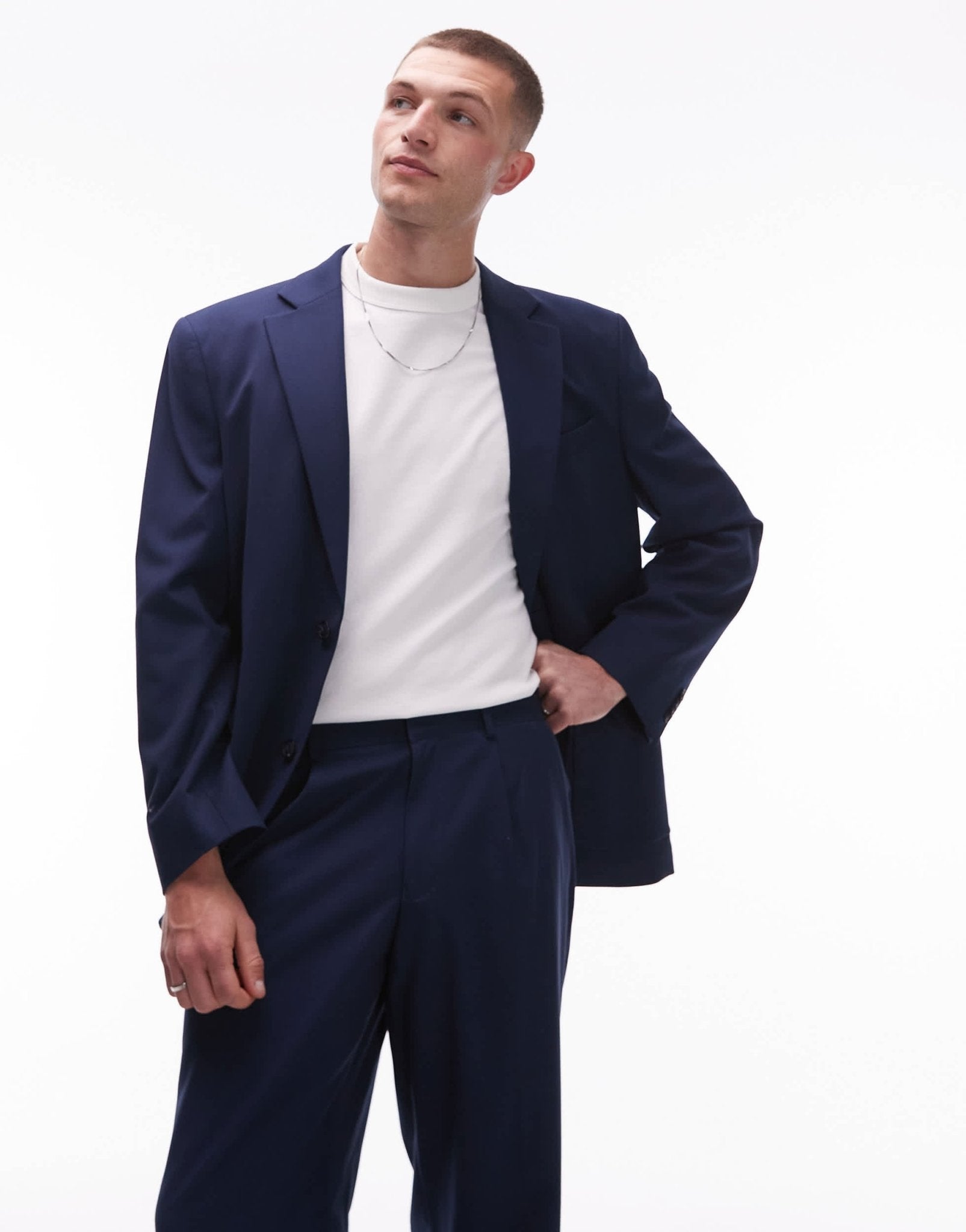 Topman deconstructed oversized suit jacket in blue - ASOS Sample Sale