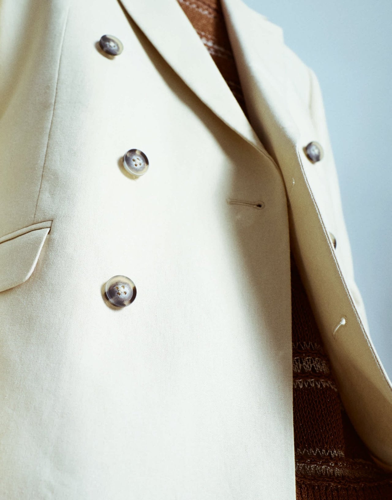 Topman double breasted linen blend blazer in stone - ASOS Sample Sale