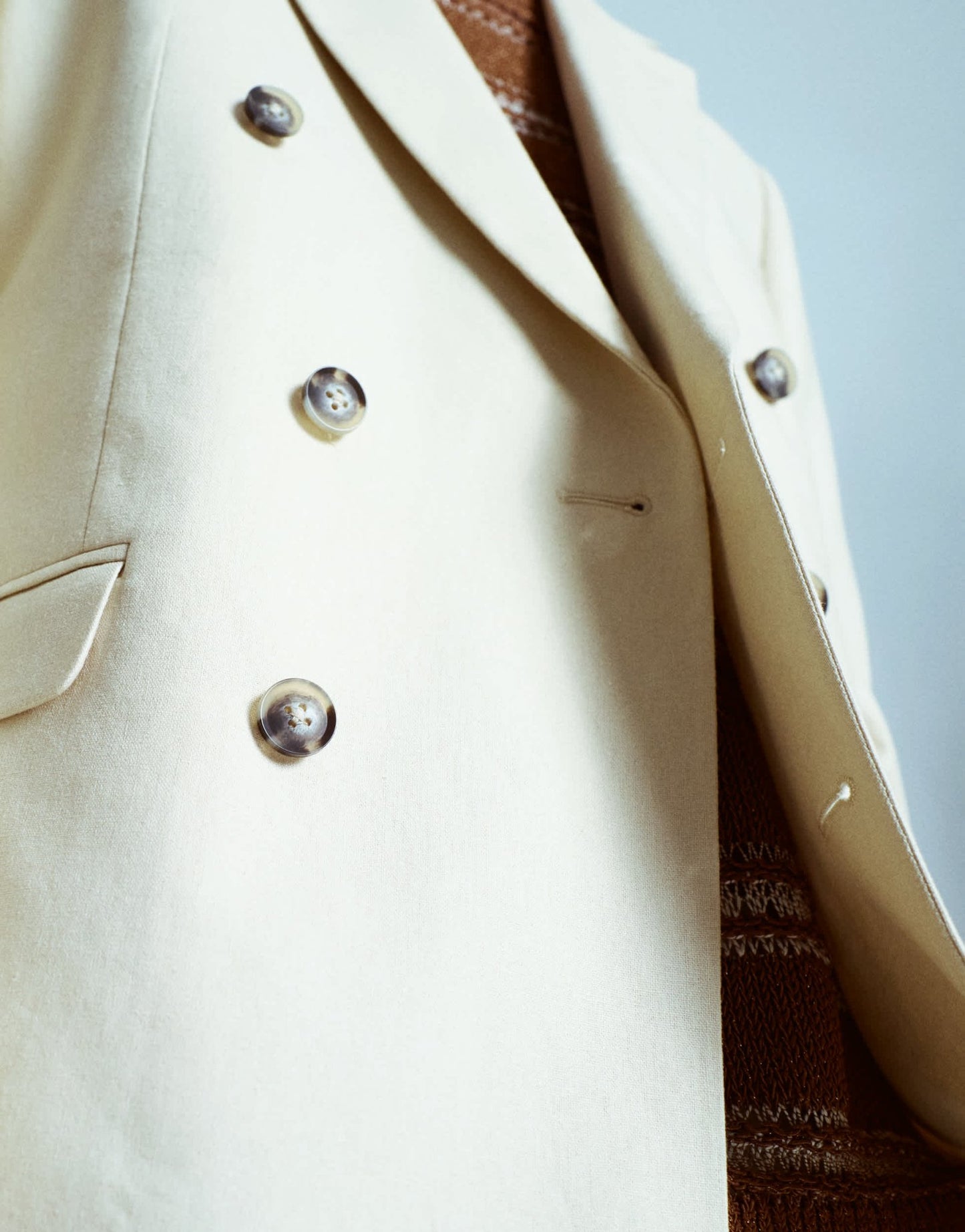 Topman double breasted linen blend blazer in stone - ASOS Sample Sale