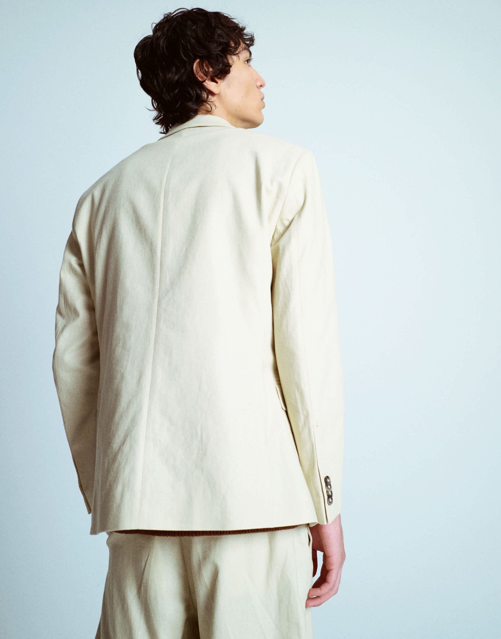 Topman double breasted linen blend blazer in stone - ASOS Sample Sale