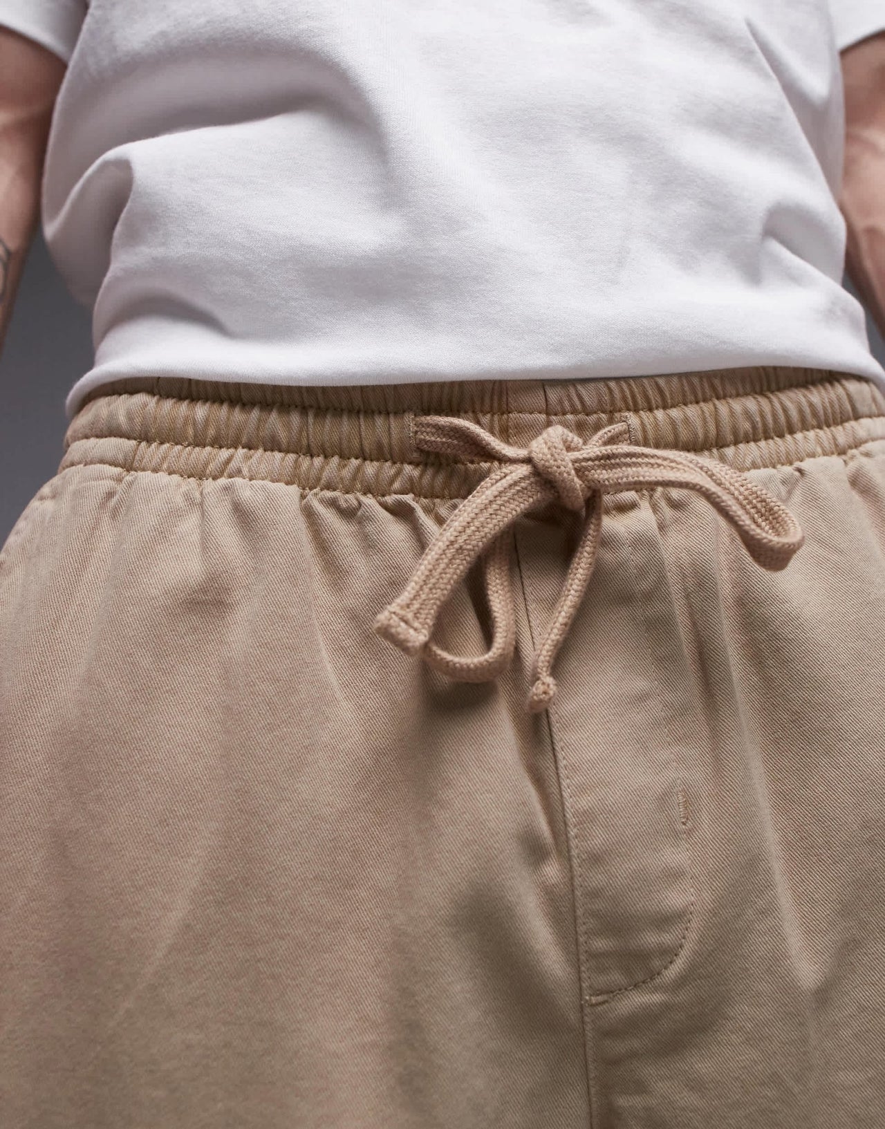 Topman essential baggy washed trousers in stone - ASOS Sample Sale