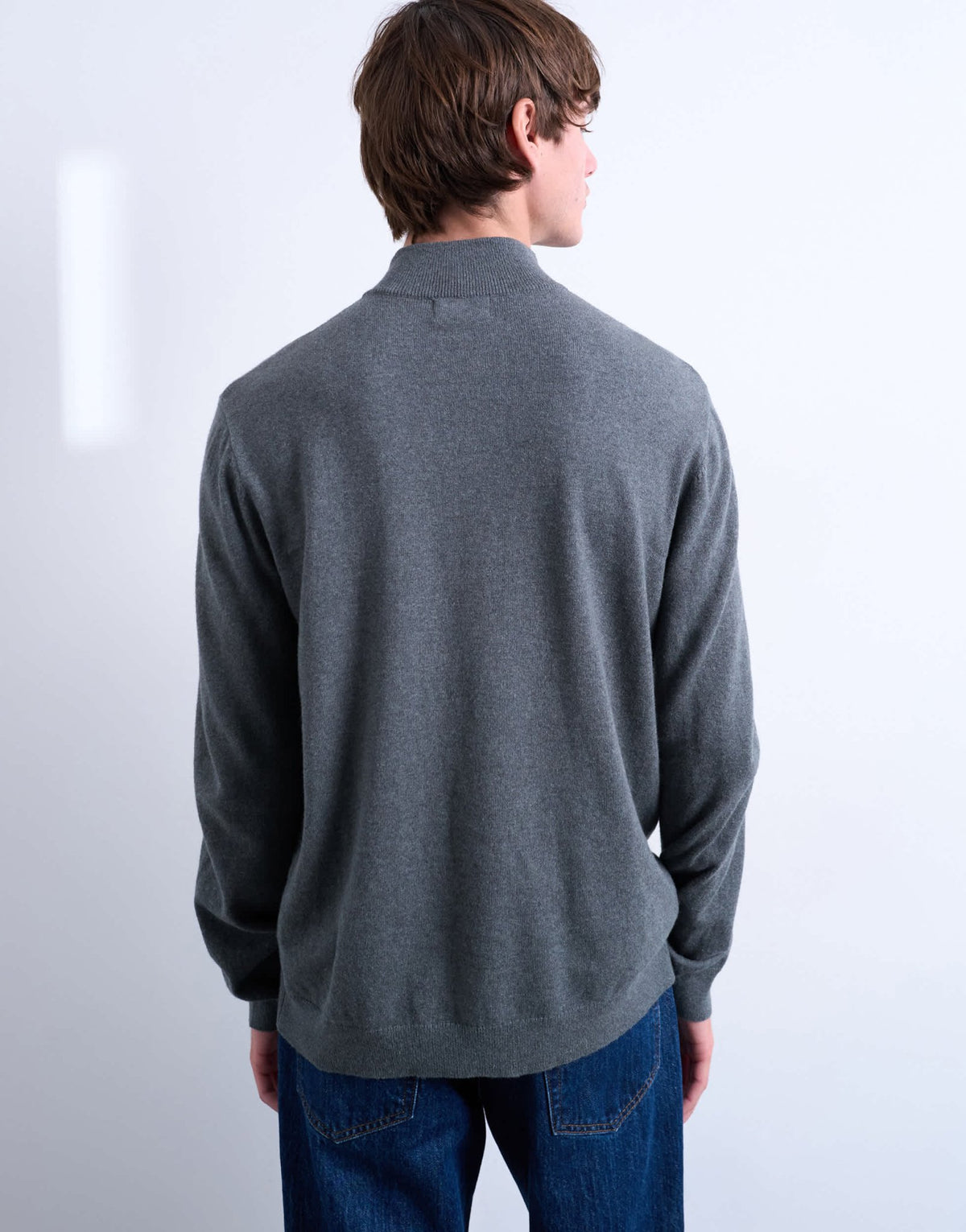 Topman essential knitted 1/4 zip funnel in charcoal - ASOS Sample Sale