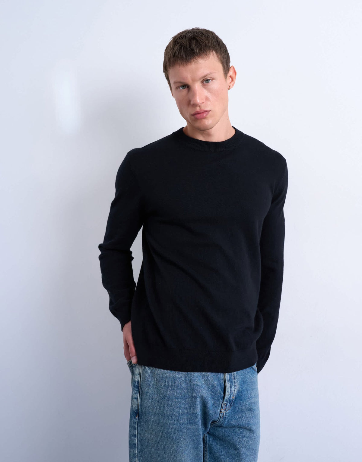 Topman essential knitted crew neck in black - ASOS Sample Sale